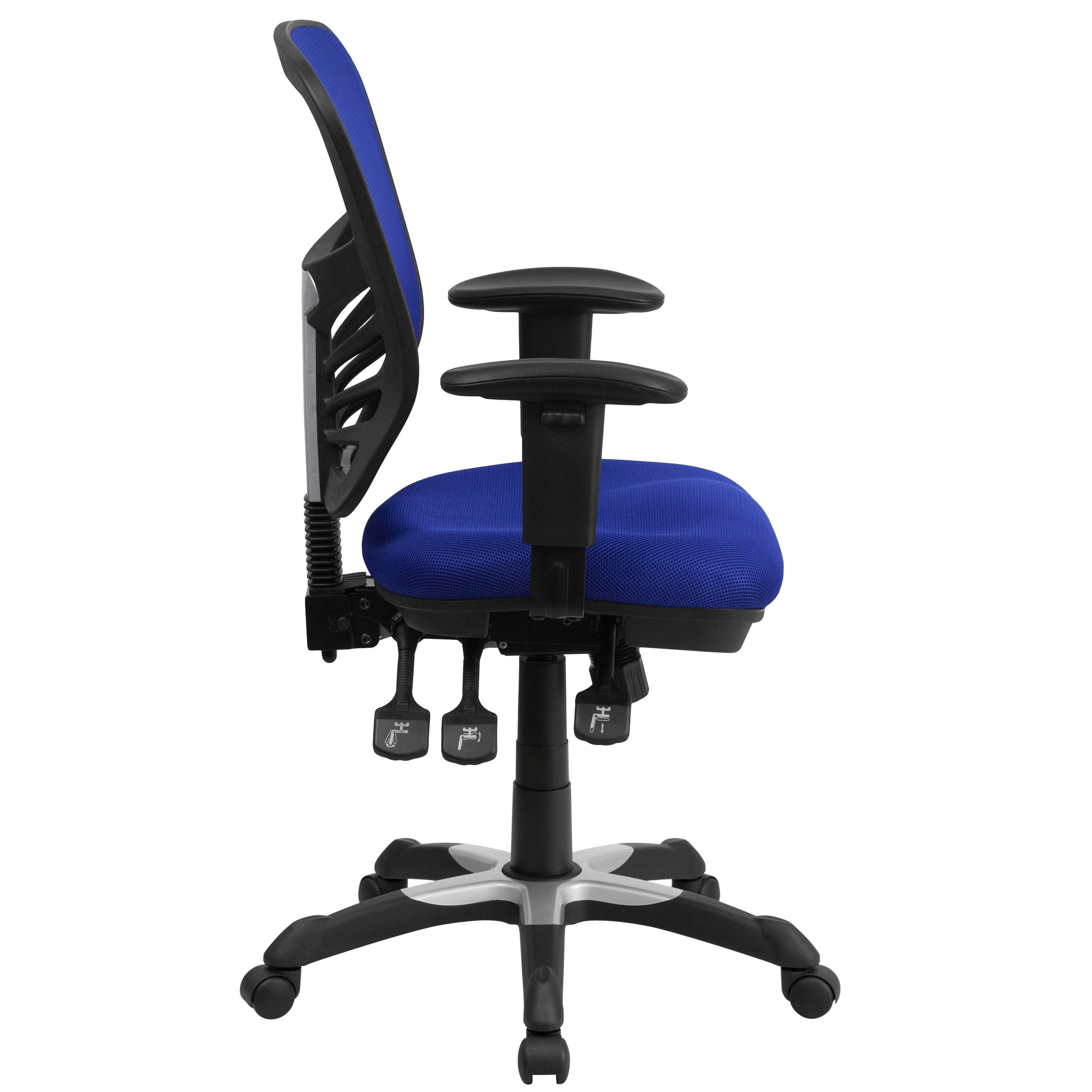 Nicholas Mid-Back Blue Mesh Multifunction Executive Swivel Ergonomic Office Chair with Adjustable Arms
