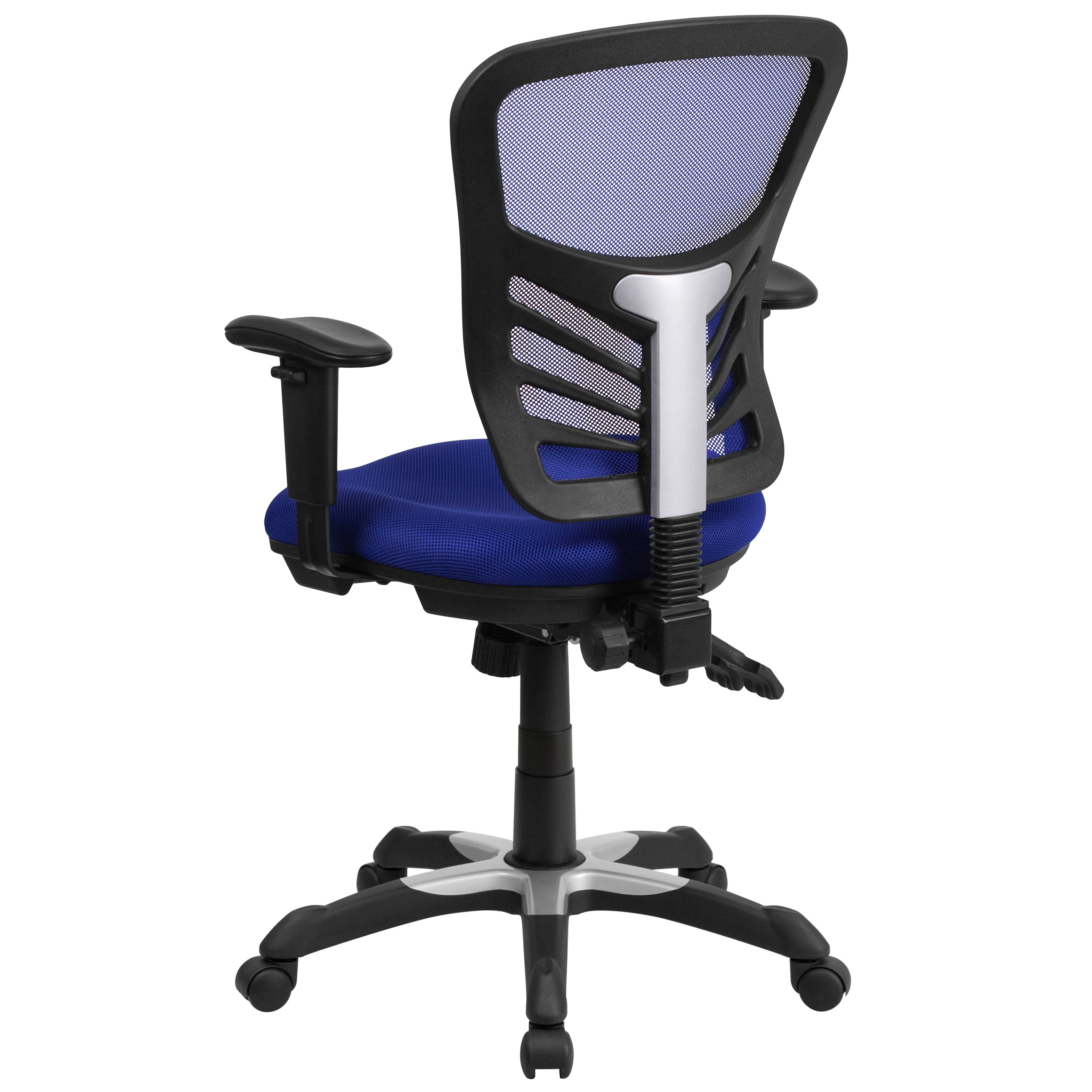 Nicholas Mid-Back Blue Mesh Multifunction Executive Swivel Ergonomic Office Chair with Adjustable Arms