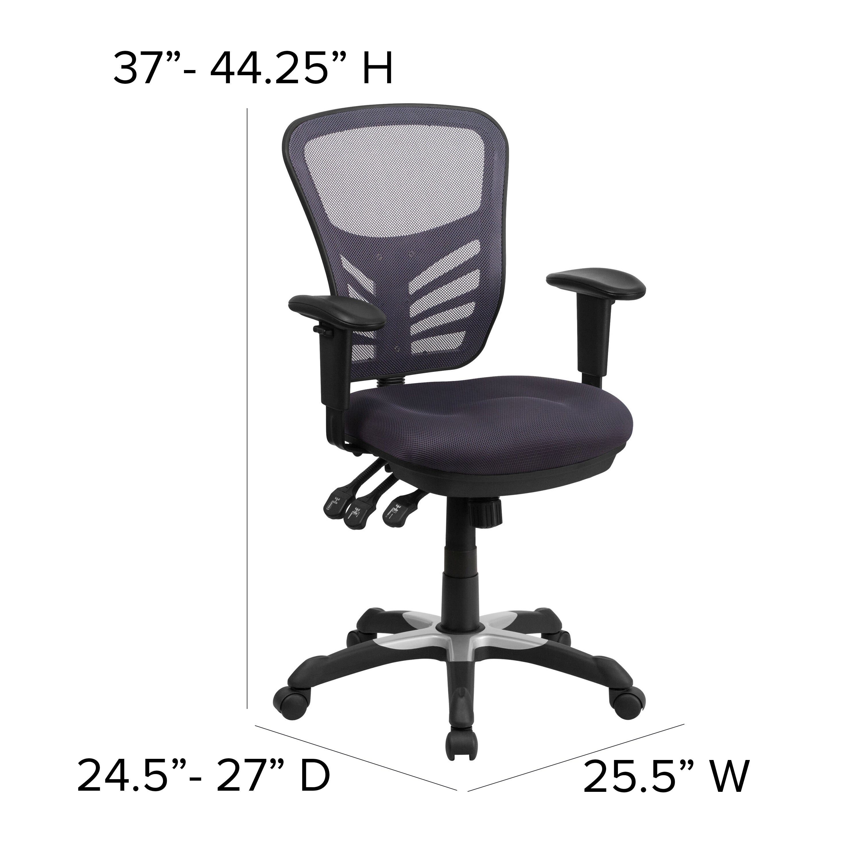 Nicholas Mid-Back Dark Gray Mesh Multifunction Executive Swivel Ergonomic Office Chair with Adjustable Arms