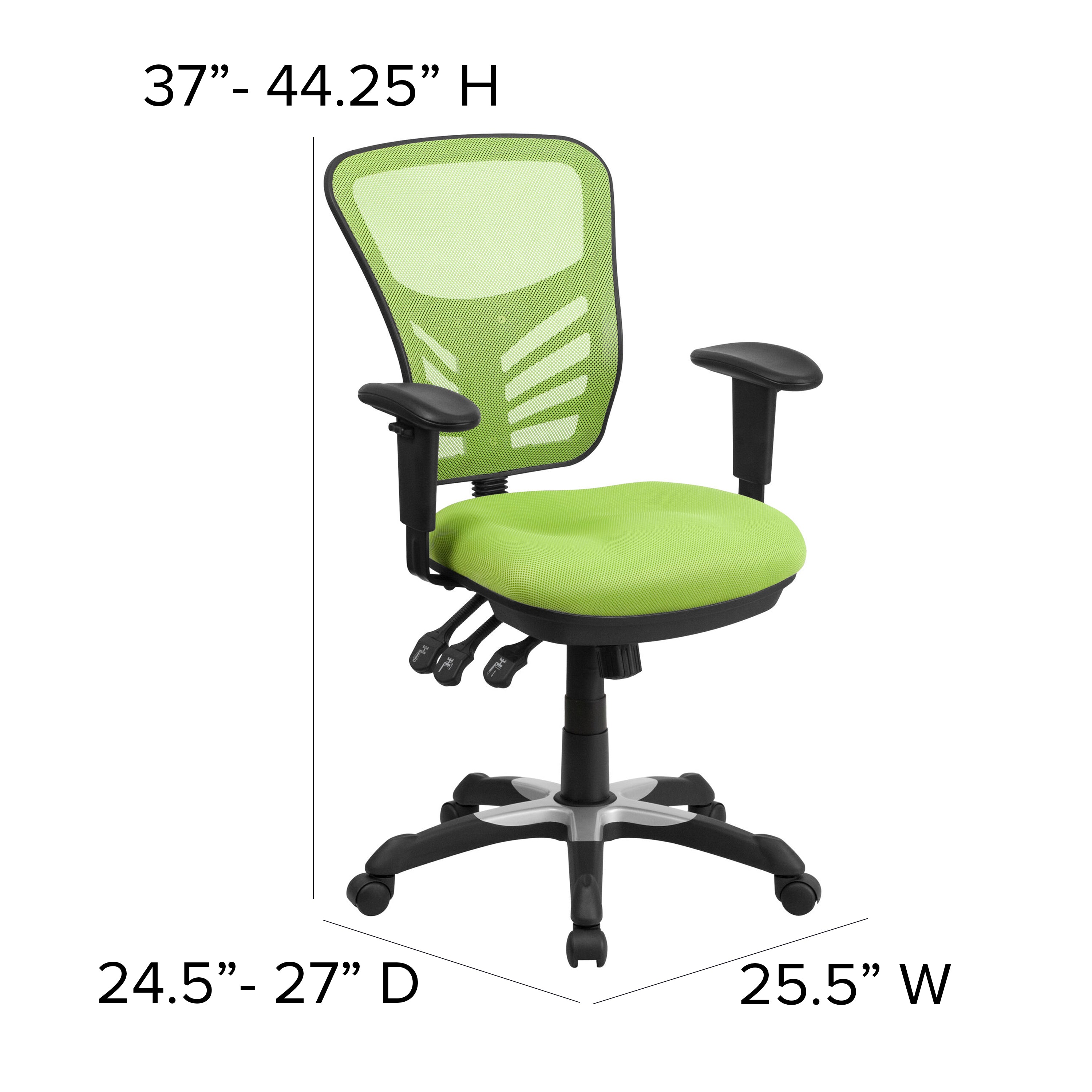 Nicholas Mid-Back Green Mesh Multifunction Executive Swivel Ergonomic Office Chair with Adjustable Arms