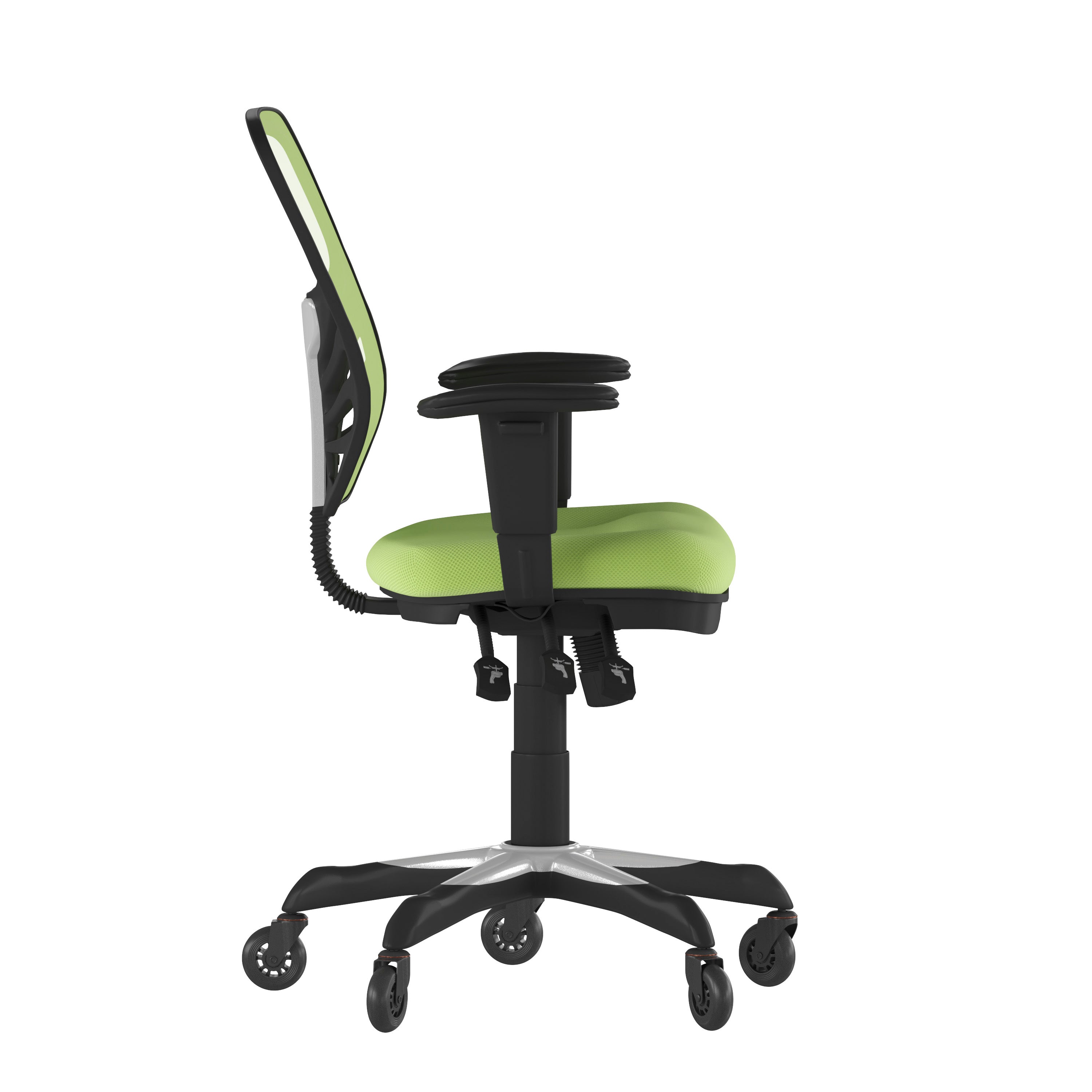 Nicholas Mid-Back Green Mesh Multifunction Executive Swivel Ergonomic Office Chair with Adjustable Arms and Transparent Roller Wheels