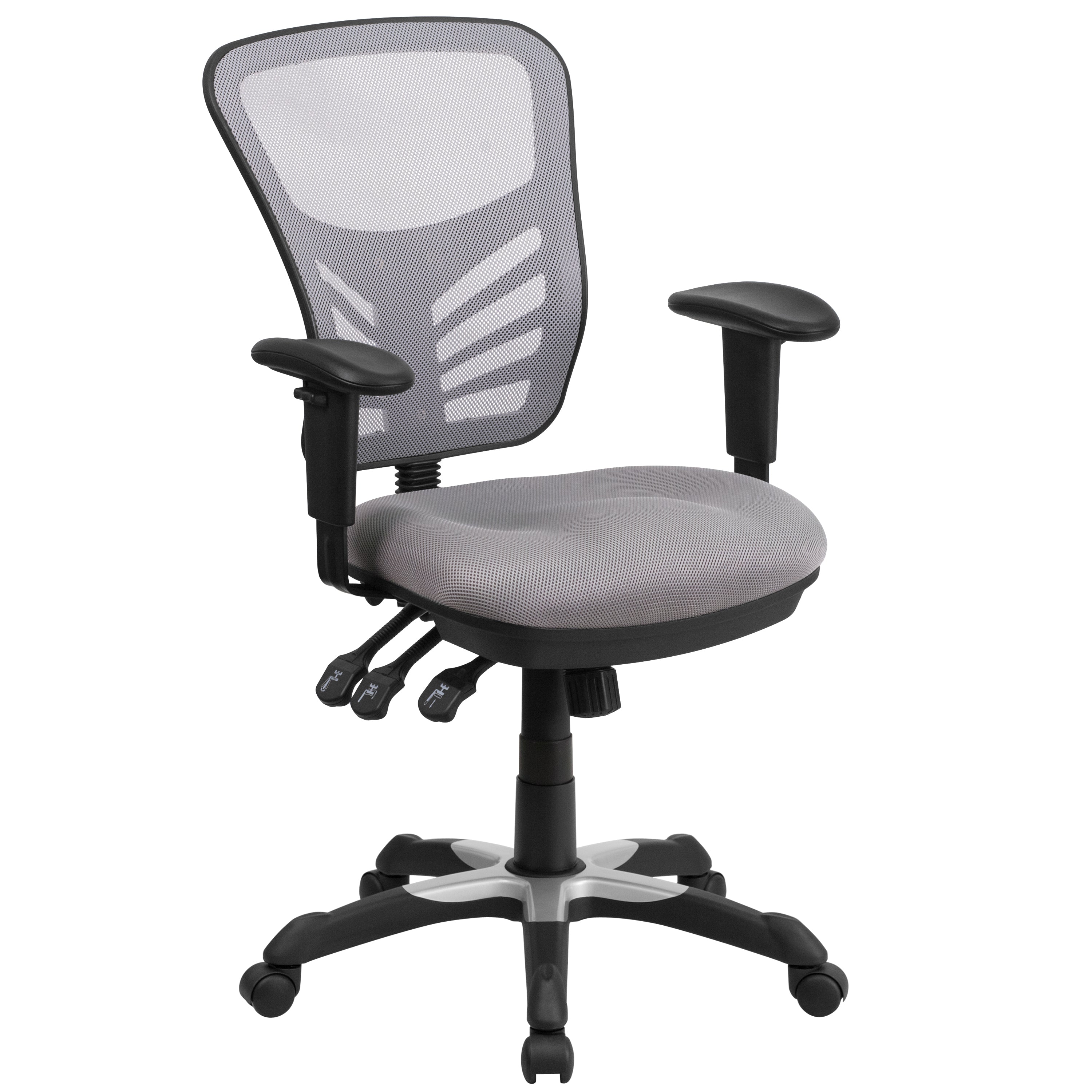 Nicholas Mid-Back Gray Mesh Multifunction Executive Swivel Ergonomic Office Chair with Adjustable Arms