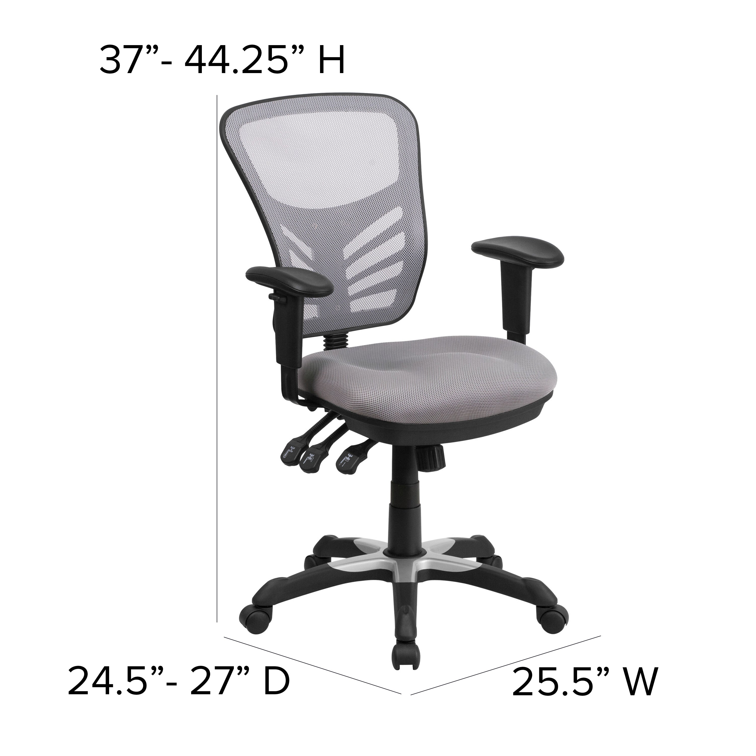 Nicholas Mid-Back Gray Mesh Multifunction Executive Swivel Ergonomic Office Chair with Adjustable Arms