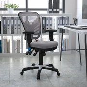 Nicholas Mid-Back Gray Mesh Multifunction Executive Swivel Ergonomic Office Chair with Adjustable Arms