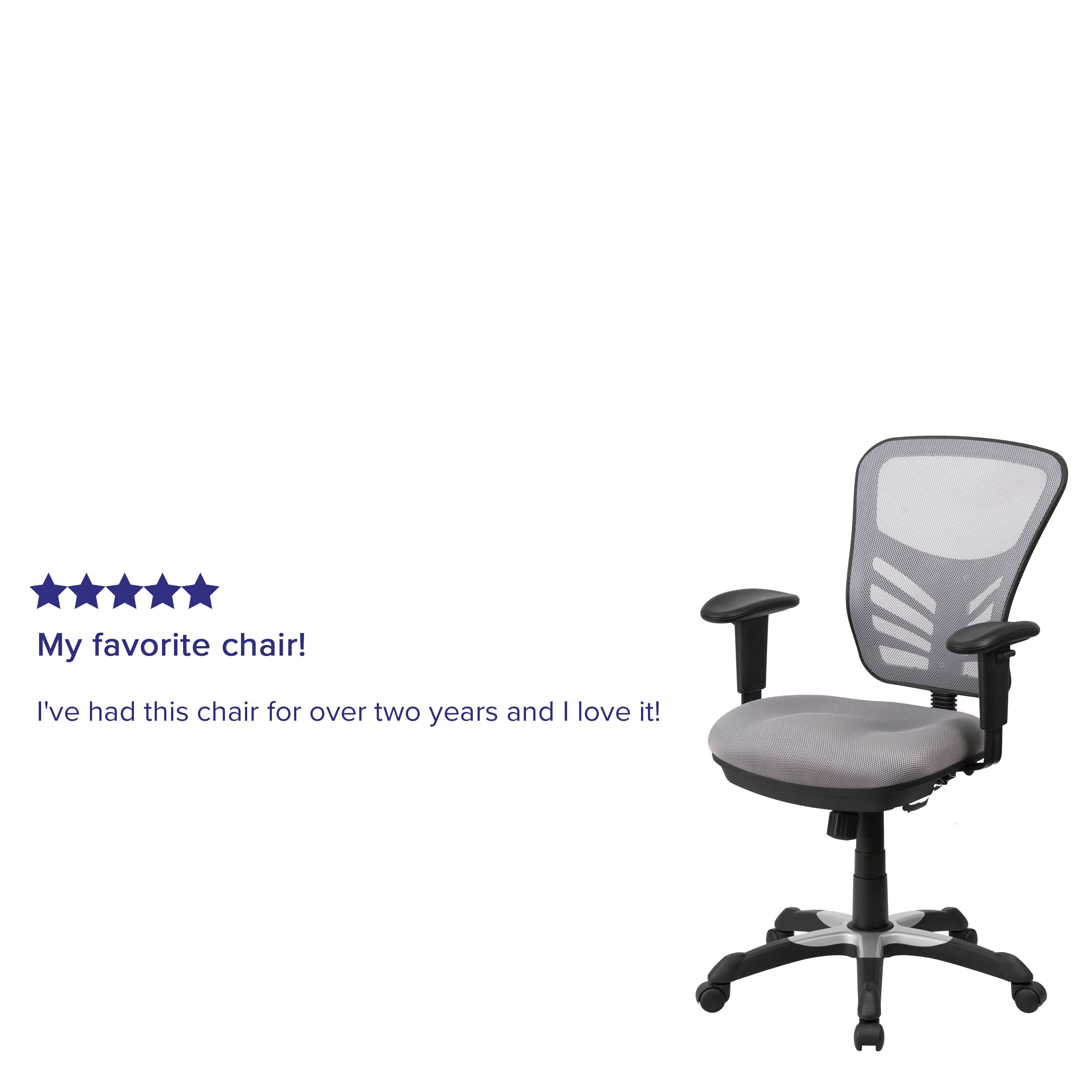 Nicholas Mid-Back Gray Mesh Multifunction Executive Swivel Ergonomic Office Chair with Adjustable Arms