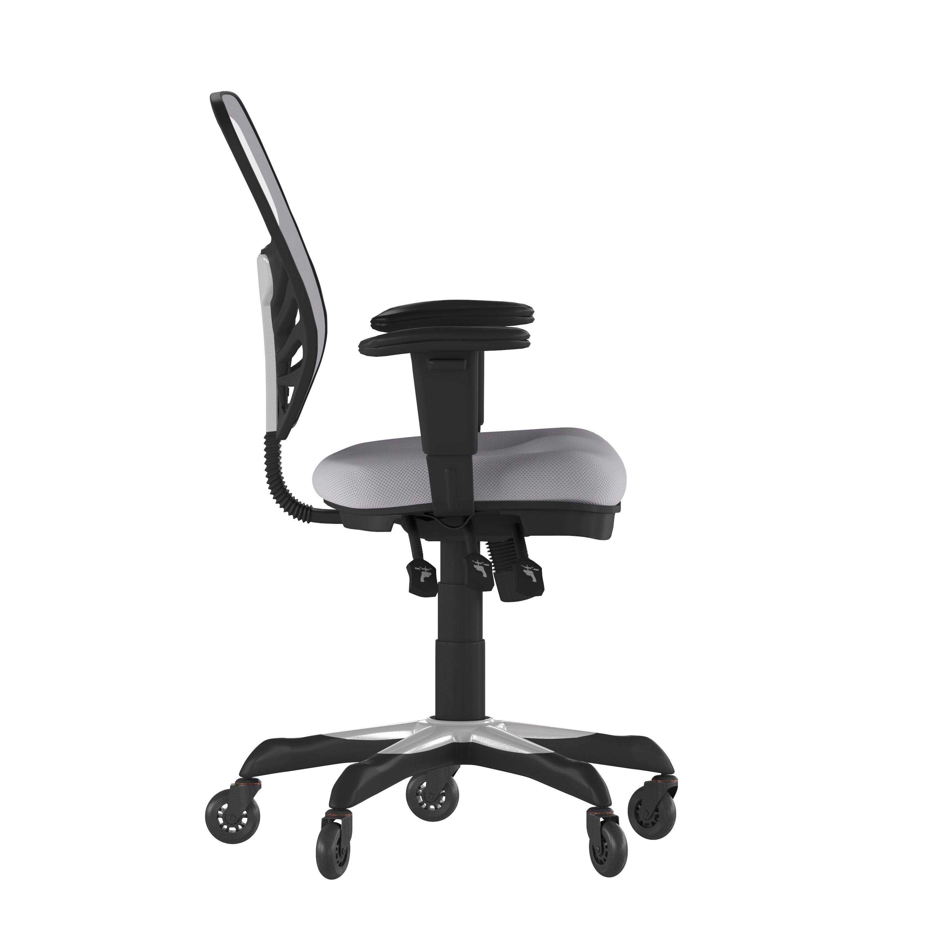 Nicholas Mid-Back Gray Mesh Multifunction Executive Swivel Ergonomic Office Chair with Adjustable Arms and Transparent Roller Wheels
