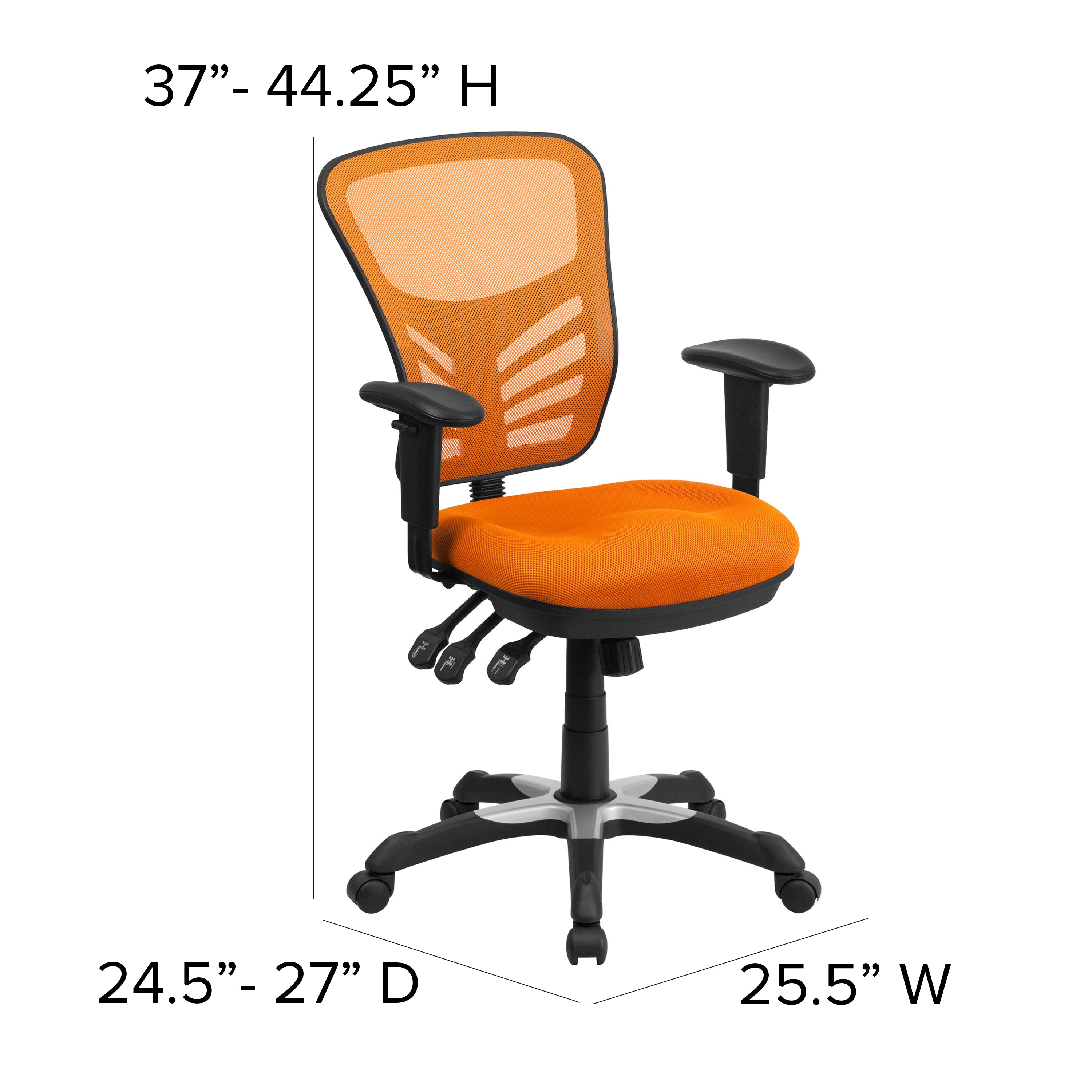 Nicholas Mid-Back Orange Mesh Multifunction Executive Swivel Ergonomic Office Chair with Adjustable Arms