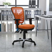 Nicholas Mid-Back Orange Mesh Multifunction Executive Swivel Ergonomic Office Chair with Adjustable Arms