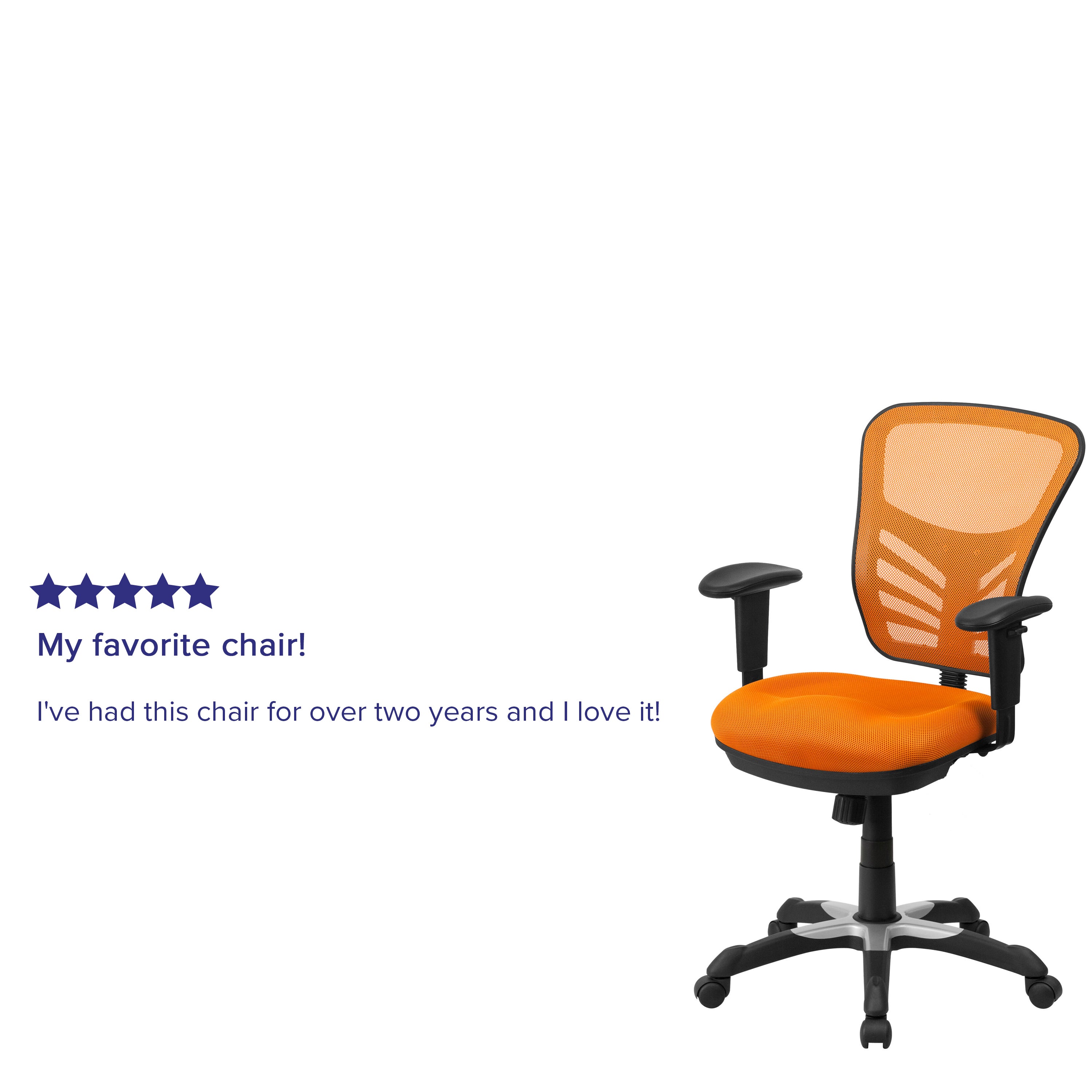 Nicholas Mid-Back Orange Mesh Multifunction Executive Swivel Ergonomic Office Chair with Adjustable Arms