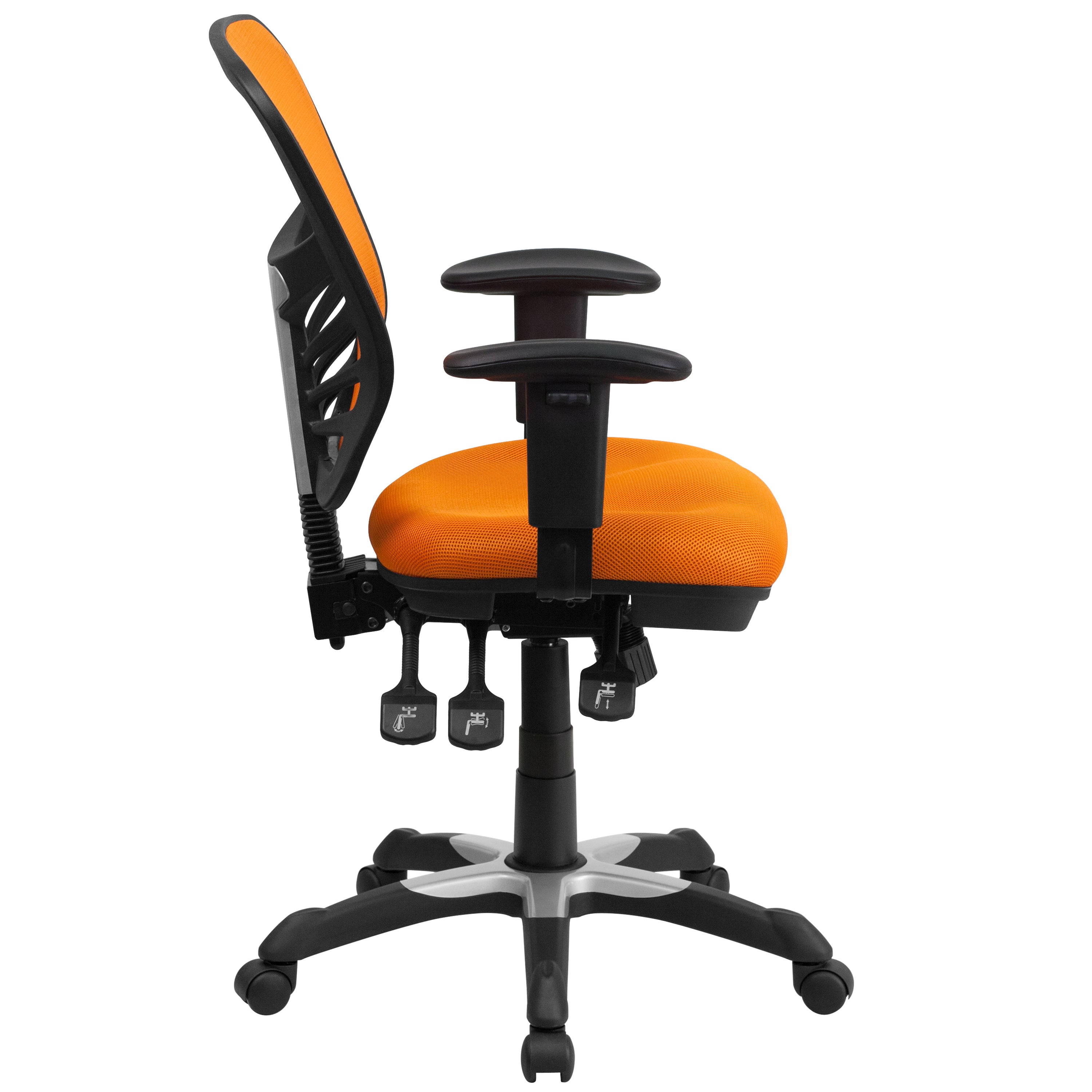 Nicholas Mid-Back Orange Mesh Multifunction Executive Swivel Ergonomic Office Chair with Adjustable Arms