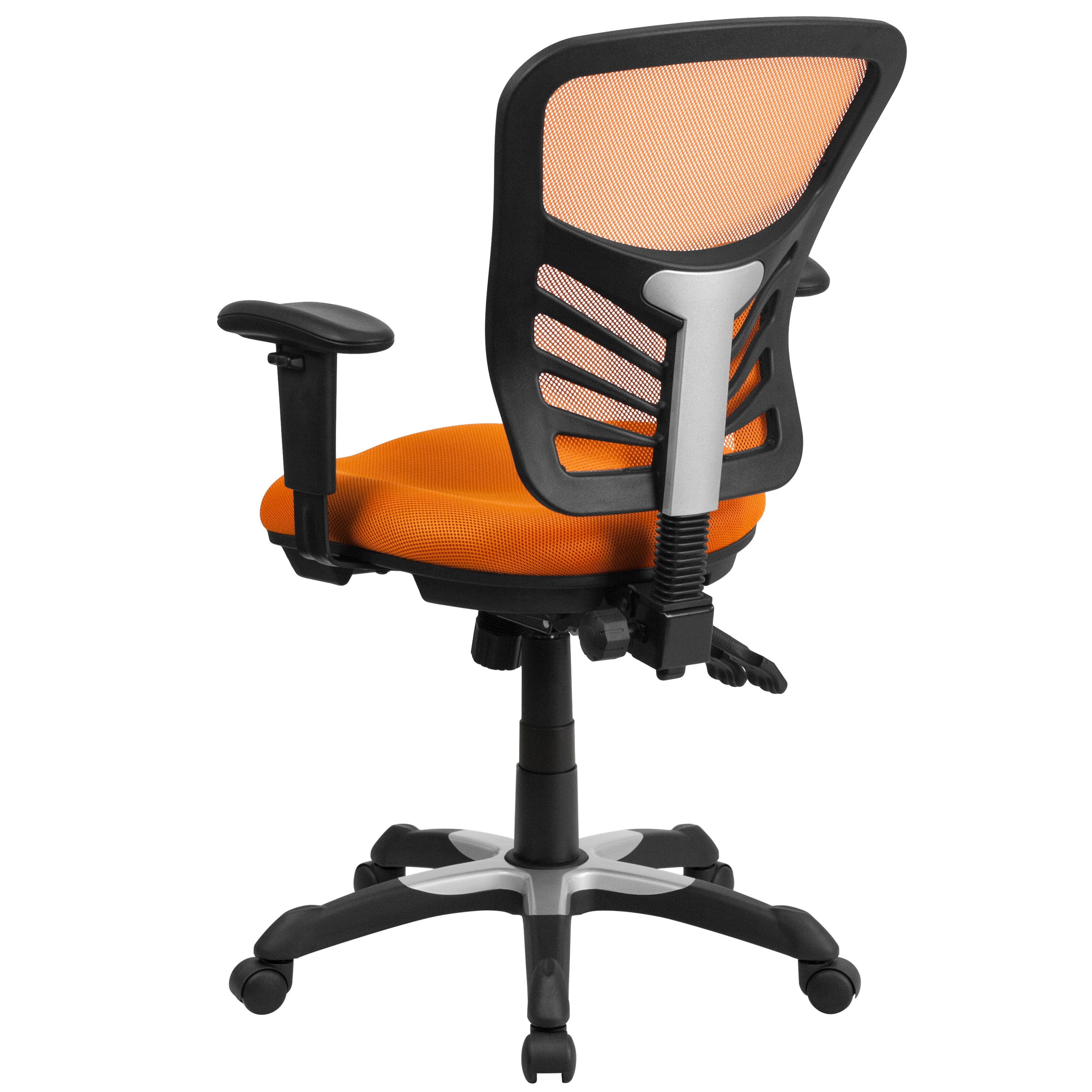 Nicholas Mid-Back Orange Mesh Multifunction Executive Swivel Ergonomic Office Chair with Adjustable Arms