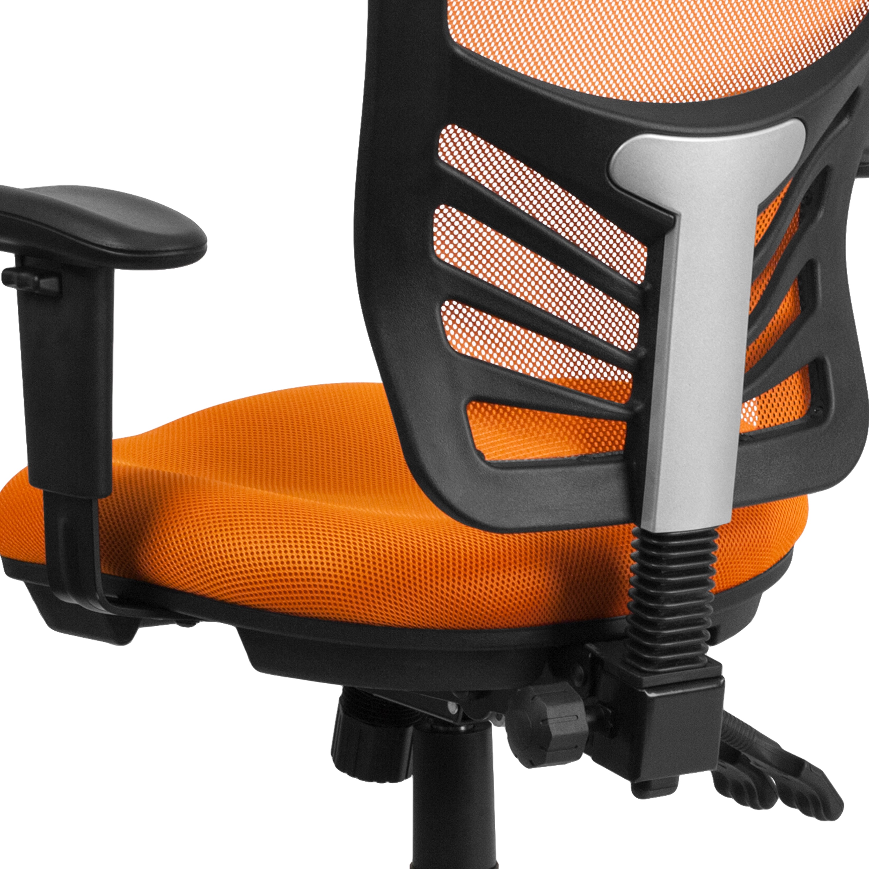 Nicholas Mid-Back Orange Mesh Multifunction Executive Swivel Ergonomic Office Chair with Adjustable Arms