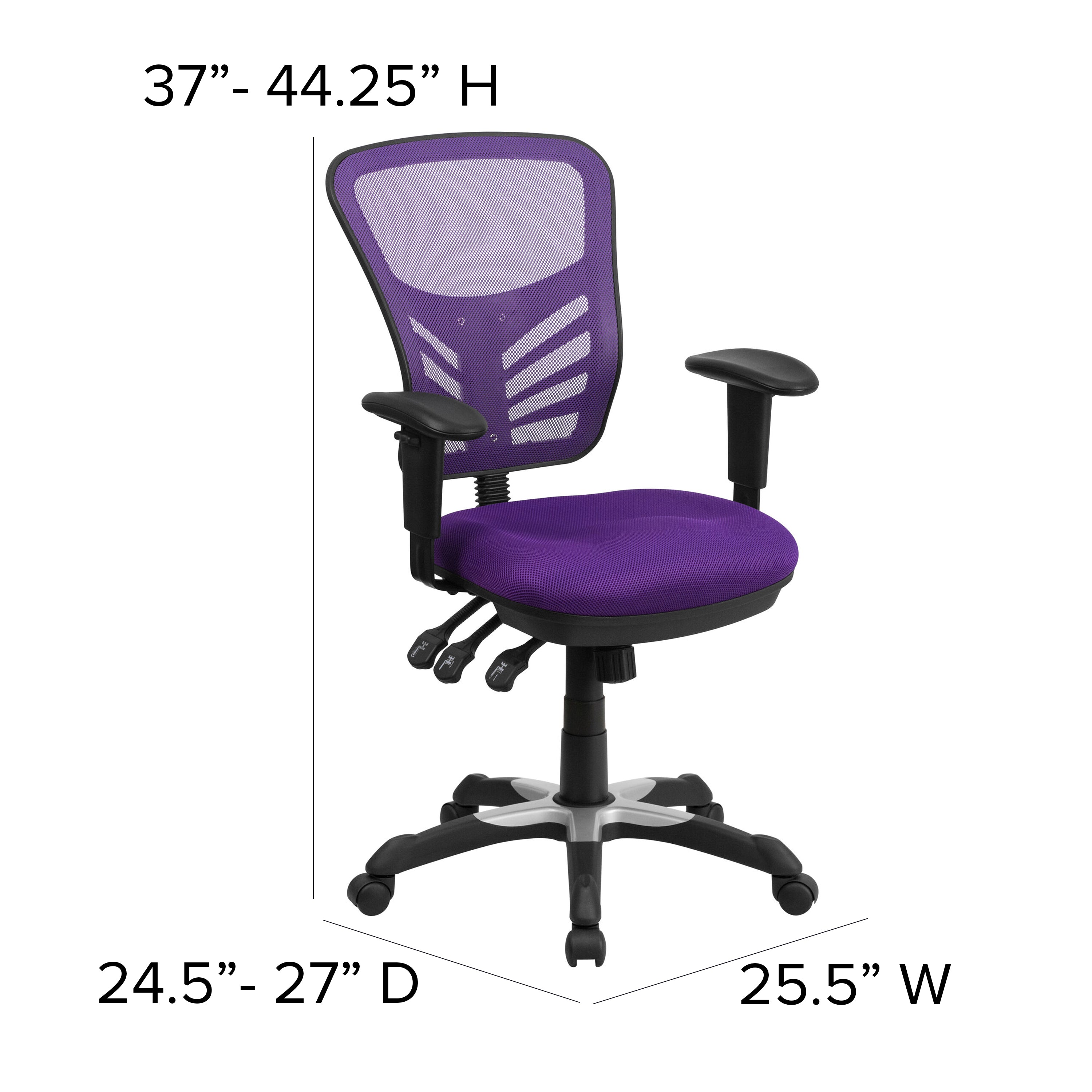 Nicholas Mid-Back Purple Mesh Multifunction Executive Swivel Ergonomic Office Chair with Adjustable Arms