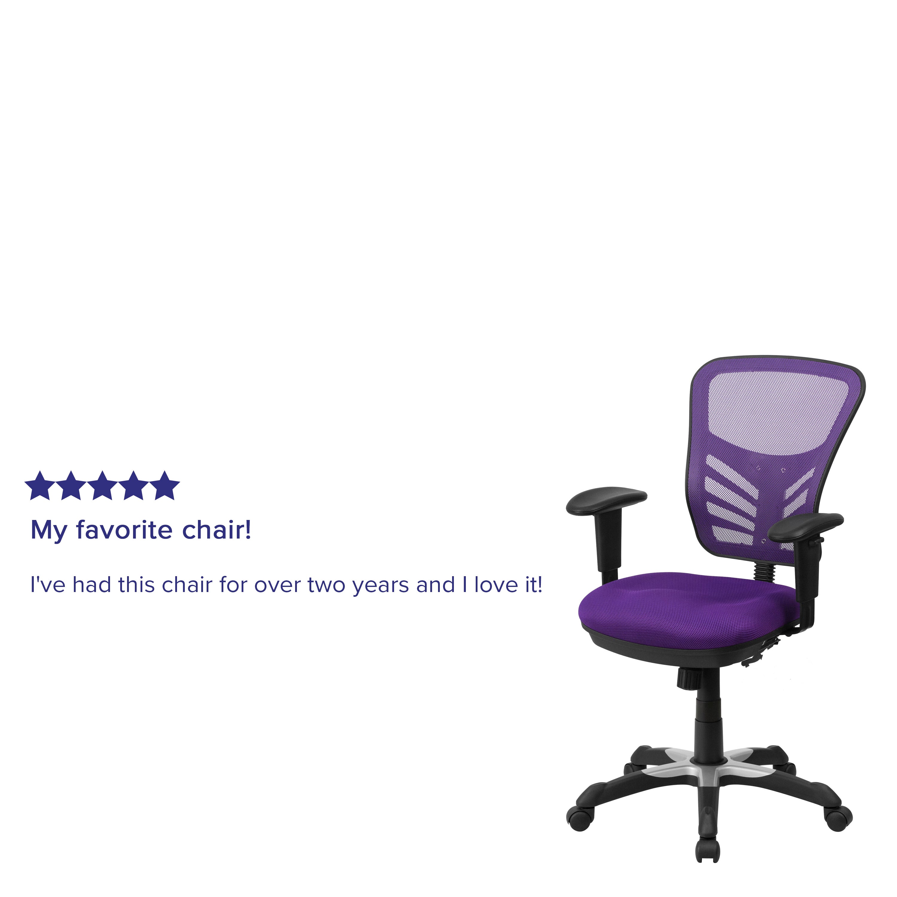 Nicholas Mid-Back Purple Mesh Multifunction Executive Swivel Ergonomic Office Chair with Adjustable Arms