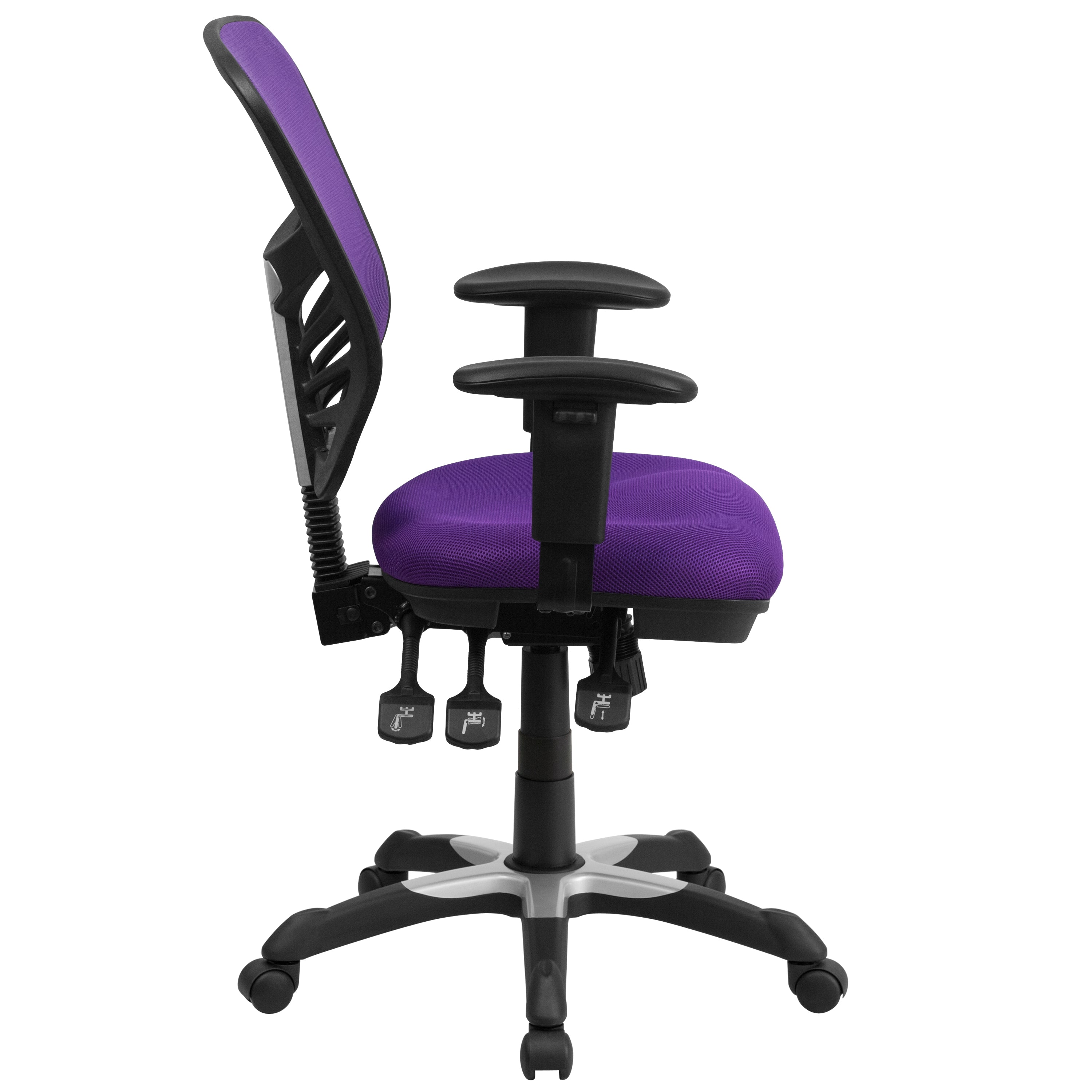 Nicholas Mid-Back Purple Mesh Multifunction Executive Swivel Ergonomic Office Chair with Adjustable Arms