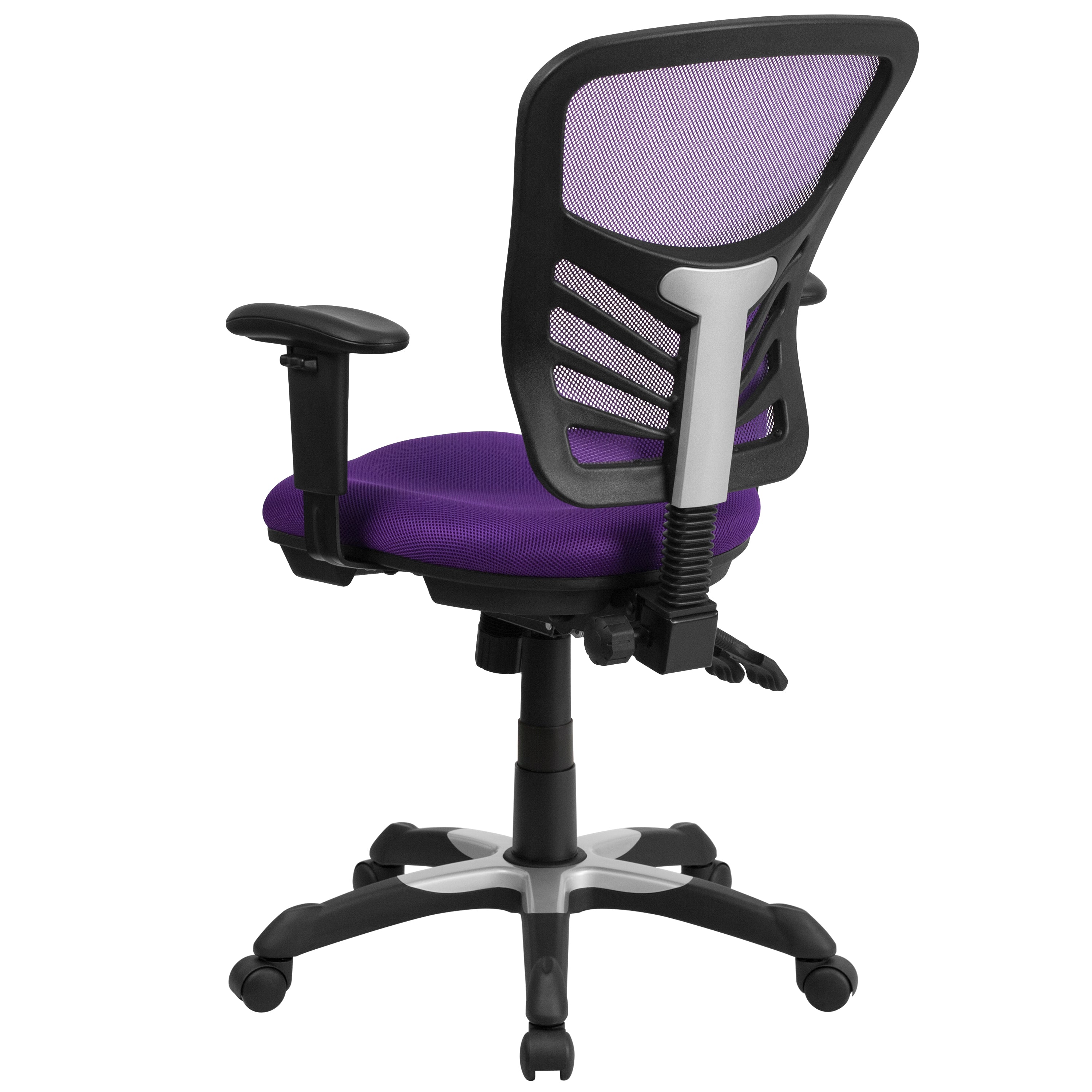 Nicholas Mid-Back Purple Mesh Multifunction Executive Swivel Ergonomic Office Chair with Adjustable Arms