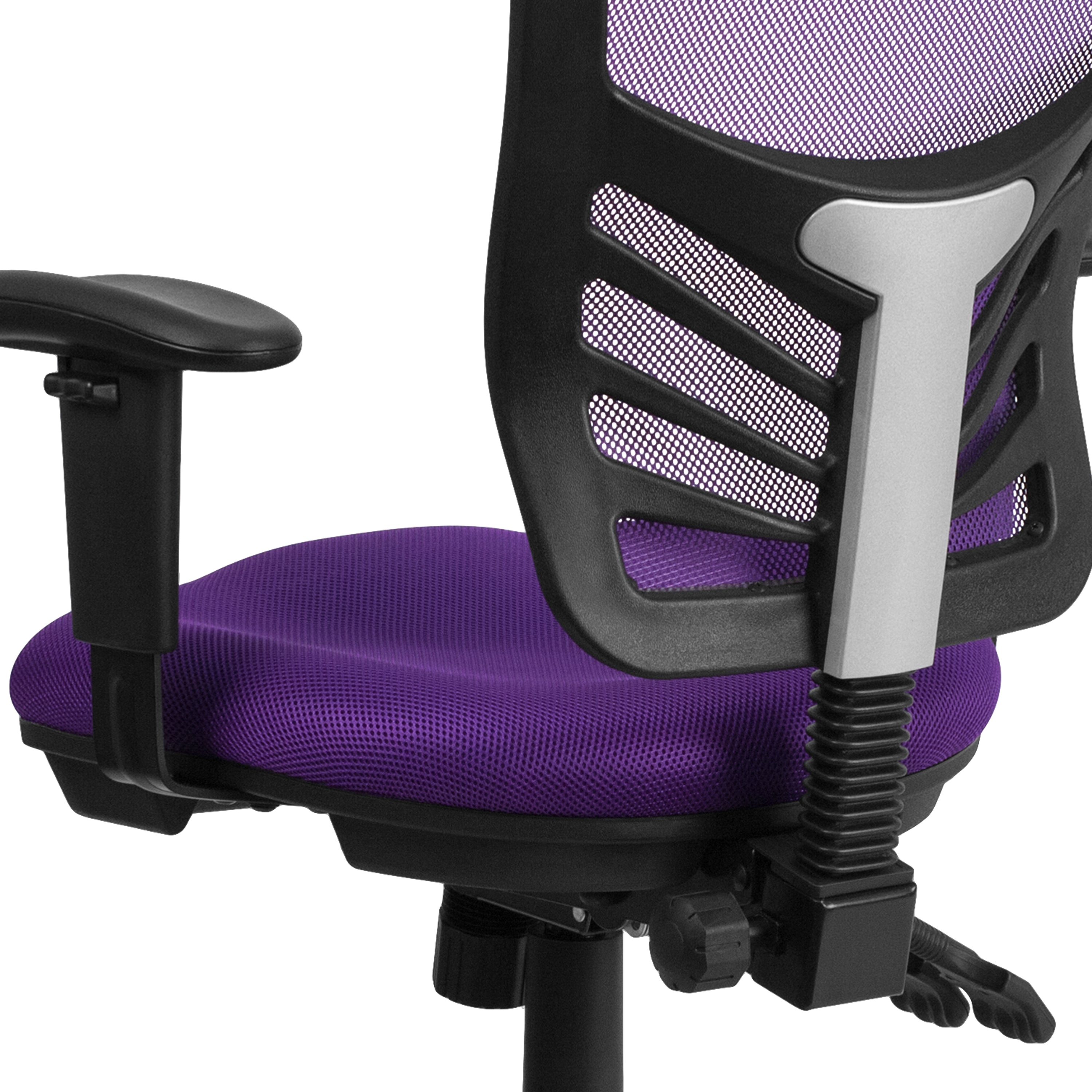Nicholas Mid-Back Purple Mesh Multifunction Executive Swivel Ergonomic Office Chair with Adjustable Arms