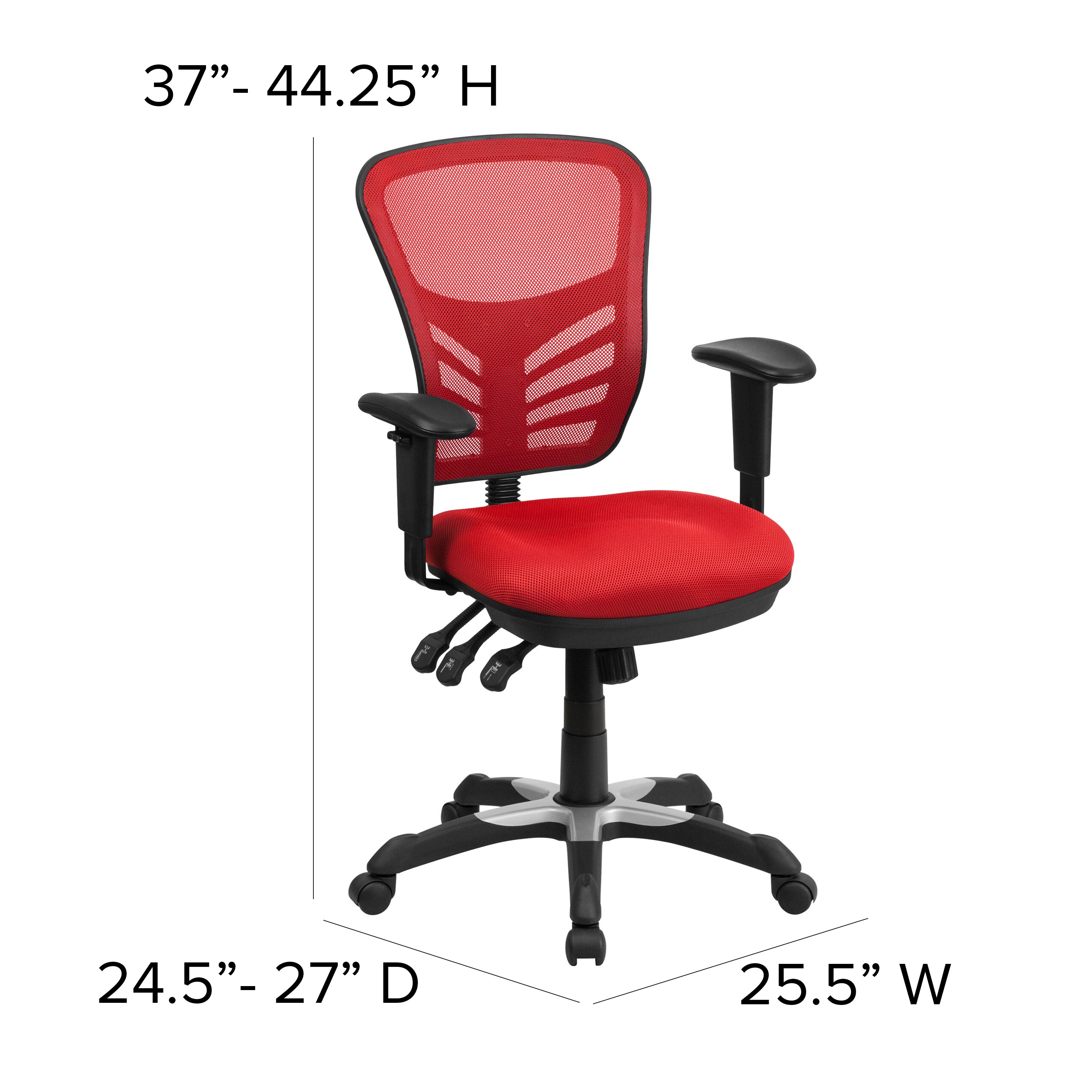 Nicholas Mid-Back Red Mesh Multifunction Executive Swivel Ergonomic Office Chair with Adjustable Arms