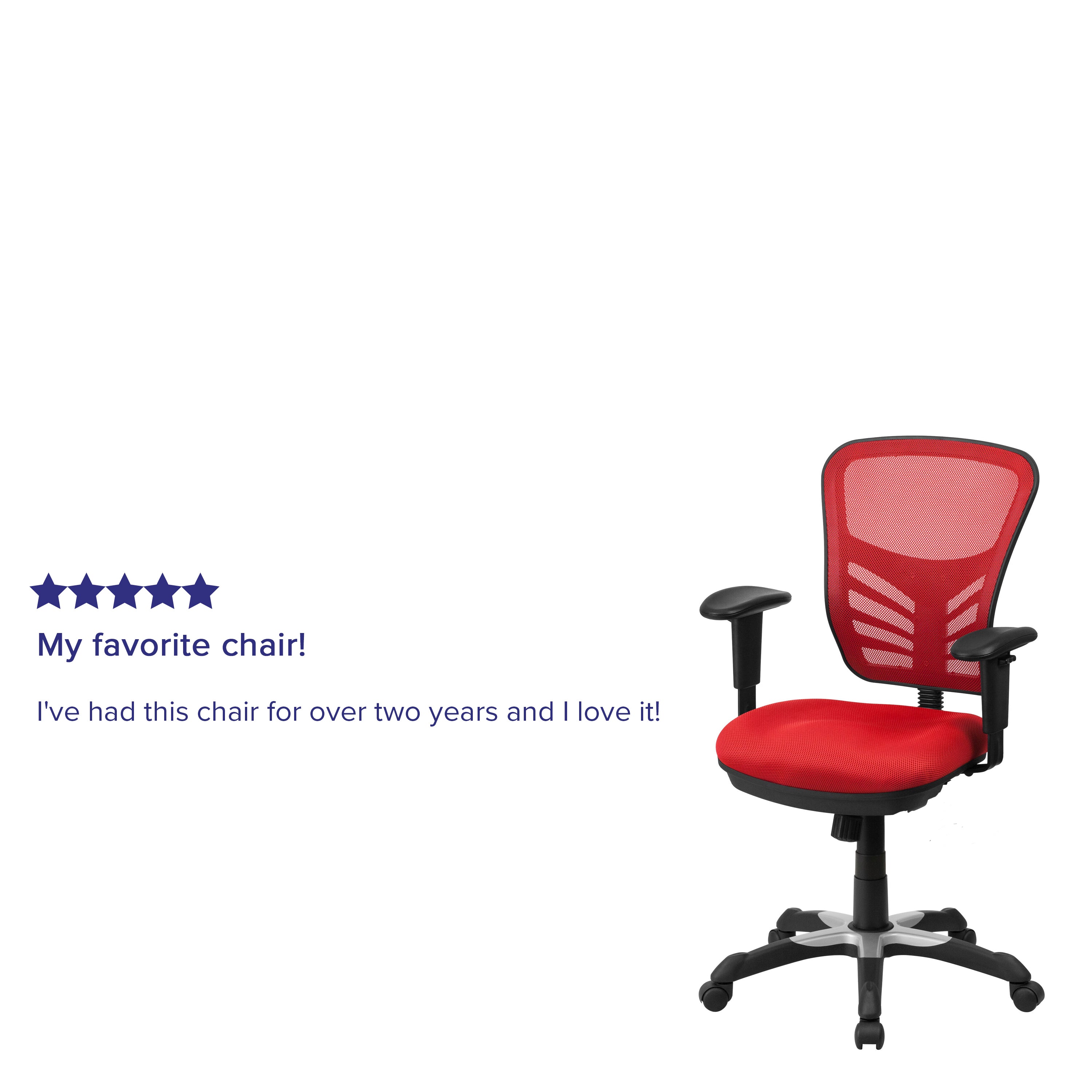 Nicholas Mid-Back Red Mesh Multifunction Executive Swivel Ergonomic Office Chair with Adjustable Arms