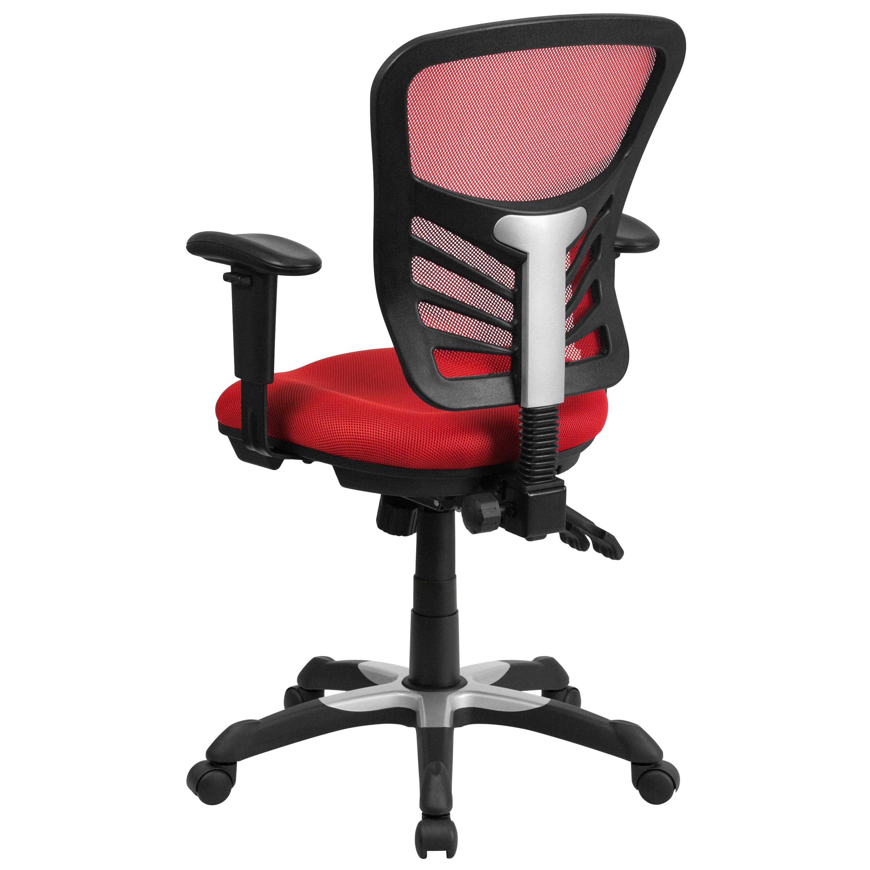 Nicholas Mid-Back Red Mesh Multifunction Executive Swivel Ergonomic Office Chair with Adjustable Arms