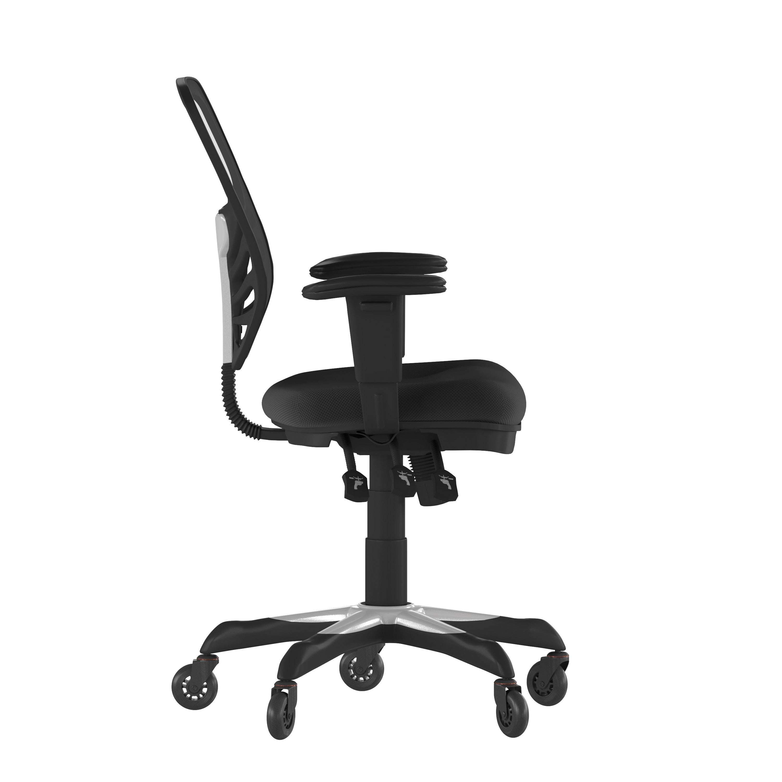Nicholas Mid-Back Black Mesh Multifunction Executive Swivel Ergonomic Office Chair with Adjustable Arms and Transparent Roller Wheels