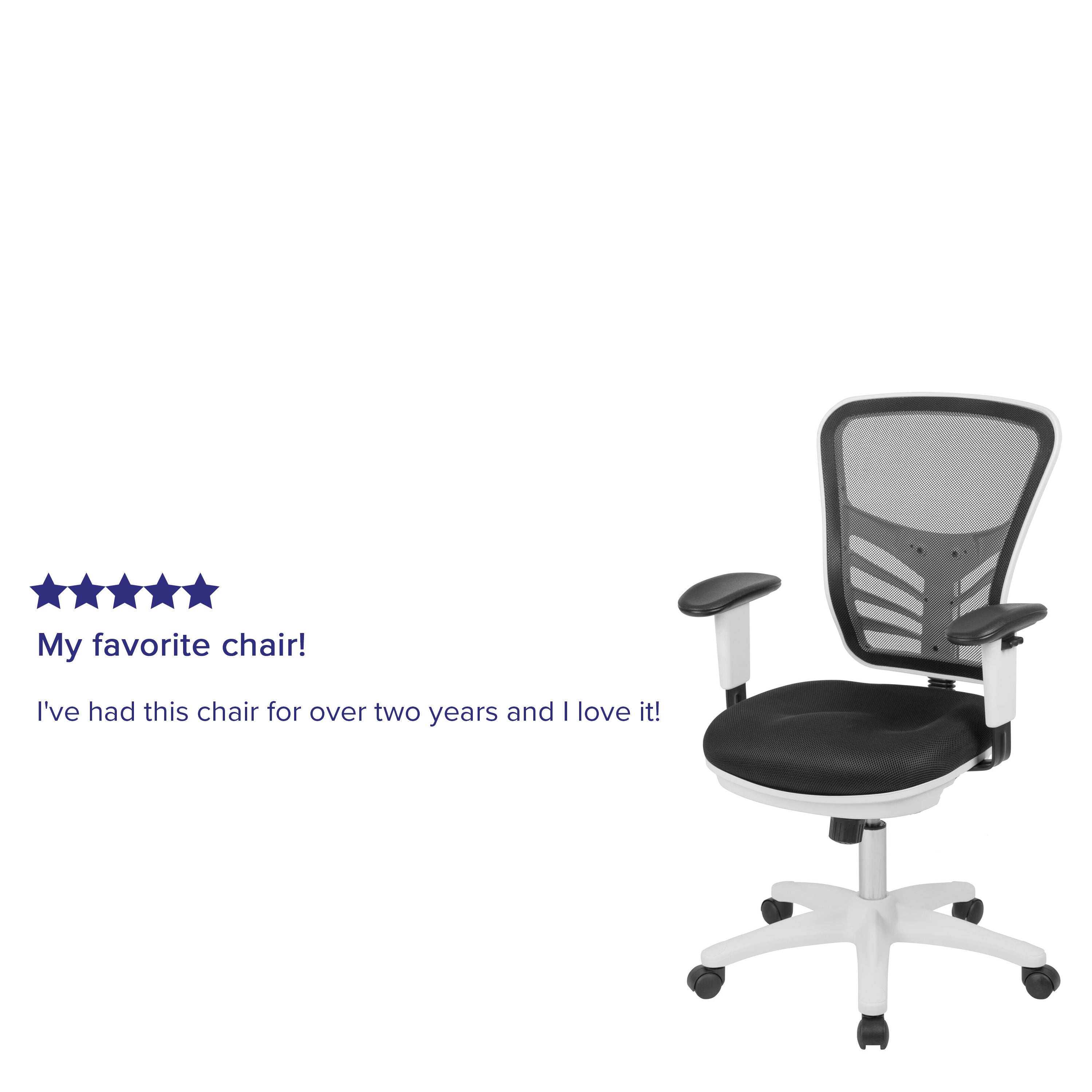 Nicholas Mid-Back Black Mesh Multifunction Executive Swivel Ergonomic Office Chair with Adjustable Arms and White Frame
