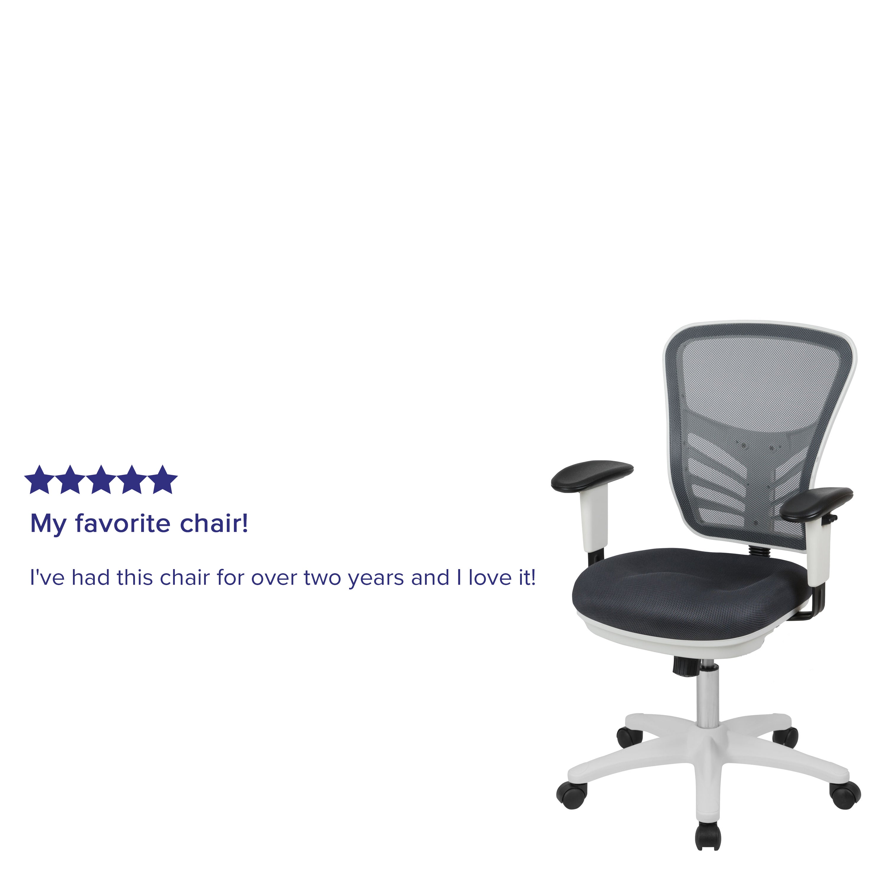 Nicholas Mid-Back Dark Gray Mesh Multifunction Executive Swivel Ergonomic Office Chair with Adjustable Arms and White Frame