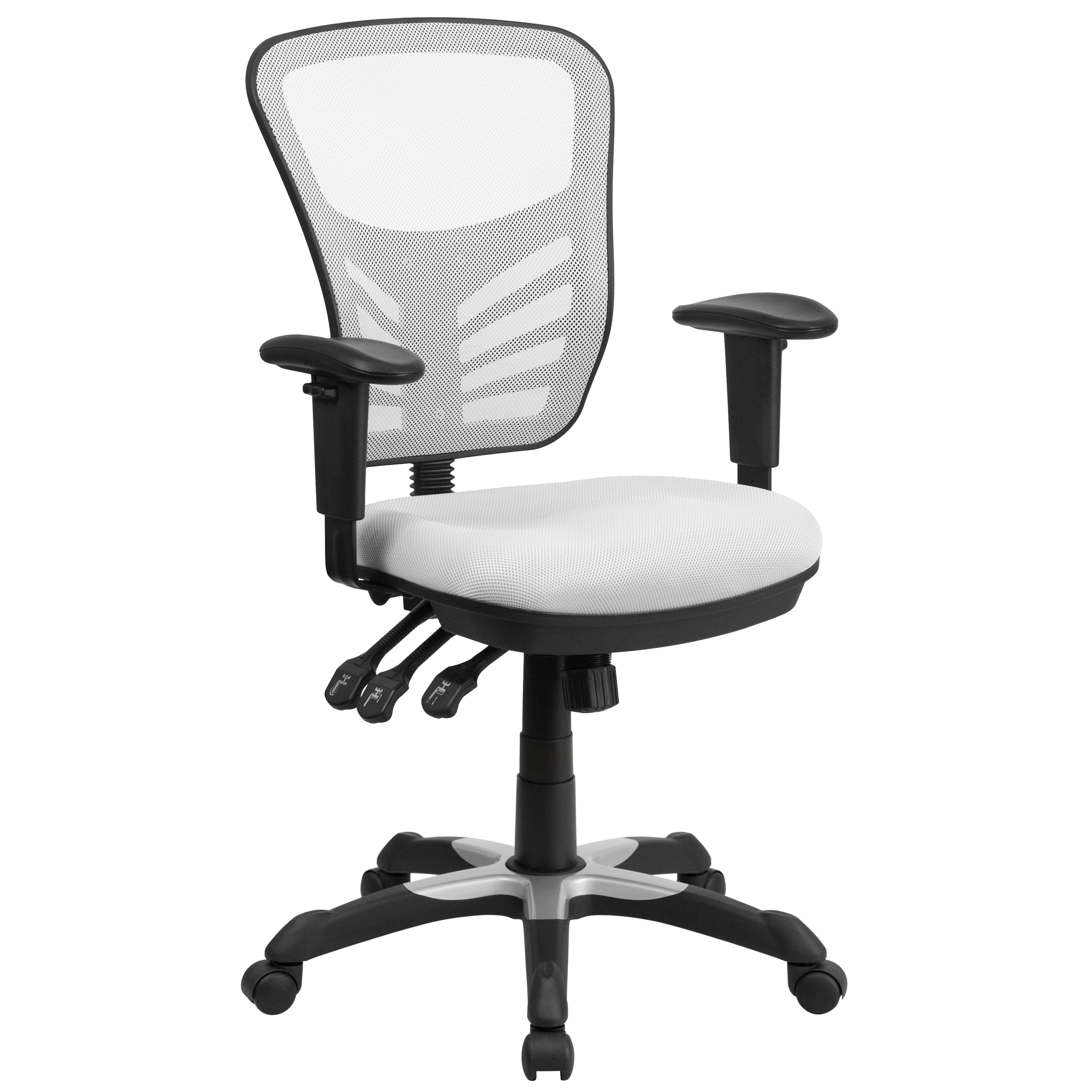 Nicholas Mid-Back White Mesh Multifunction Executive Swivel Ergonomic Office Chair with Adjustable Arms
