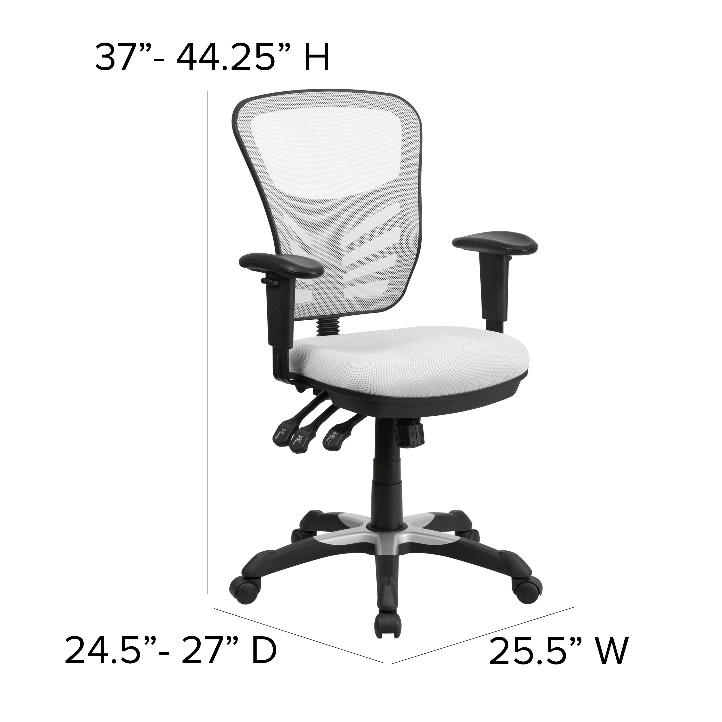 Nicholas Mid-Back White Mesh Multifunction Executive Swivel Ergonomic Office Chair with Adjustable Arms