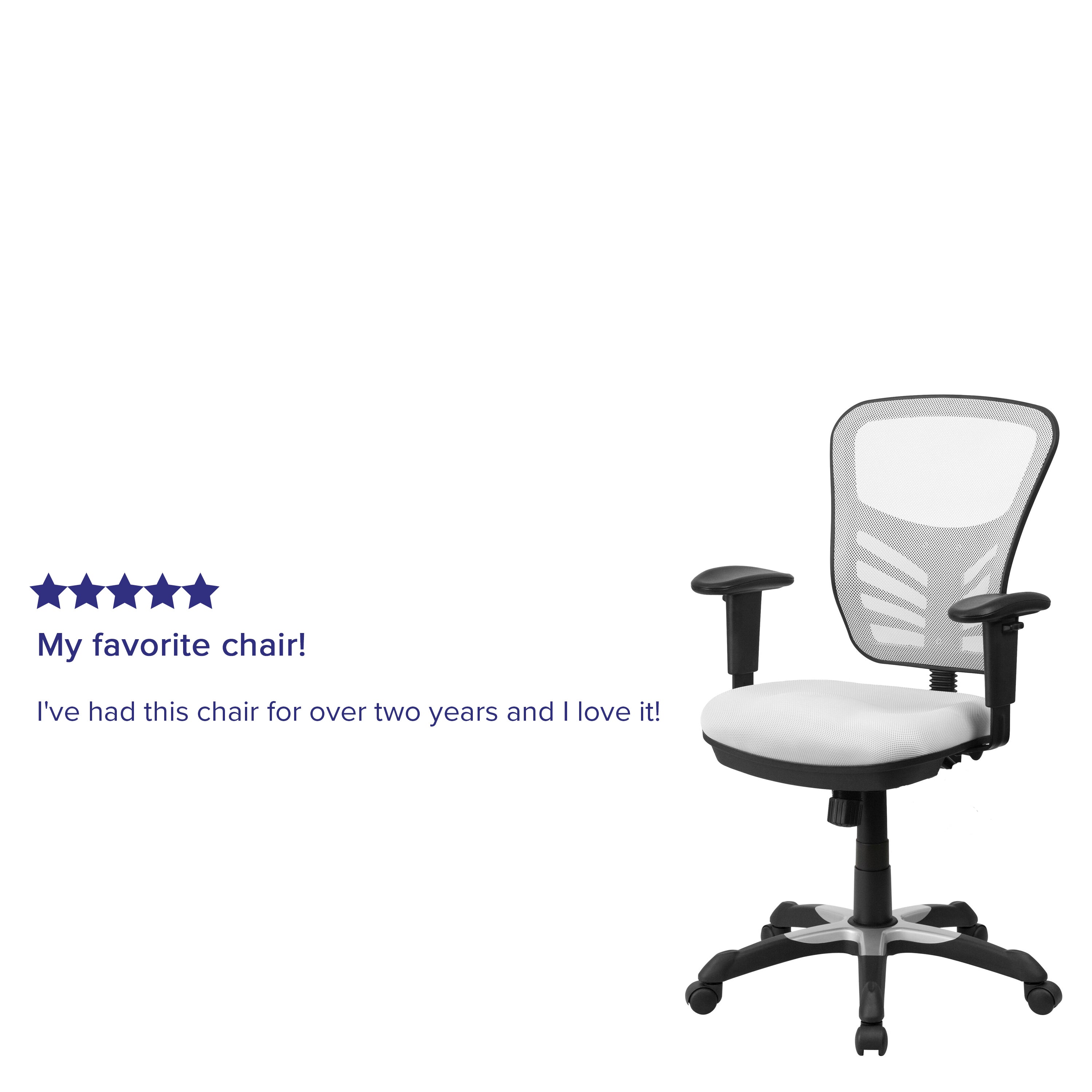 Nicholas Mid-Back White Mesh Multifunction Executive Swivel Ergonomic Office Chair with Adjustable Arms