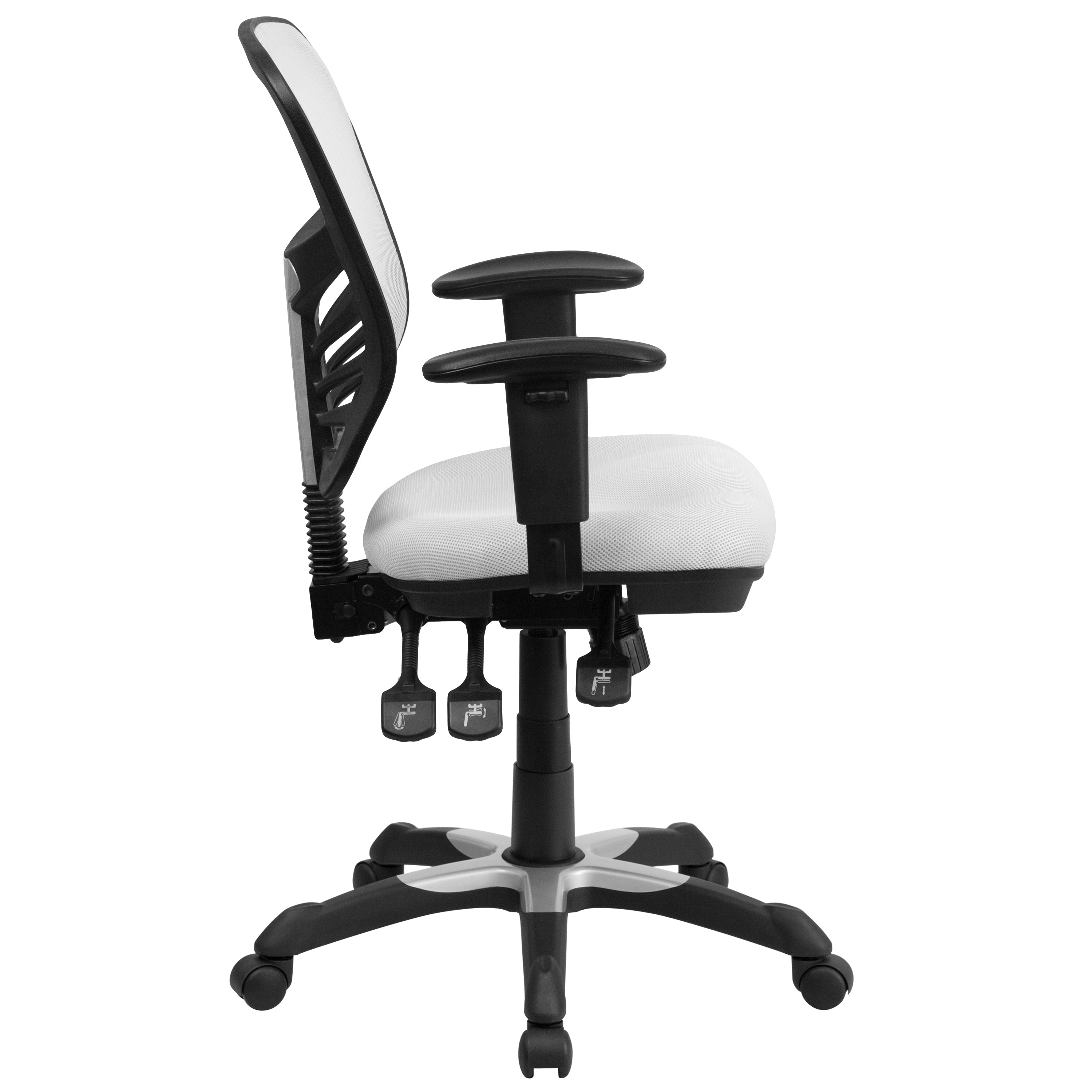 Nicholas Mid-Back White Mesh Multifunction Executive Swivel Ergonomic Office Chair with Adjustable Arms