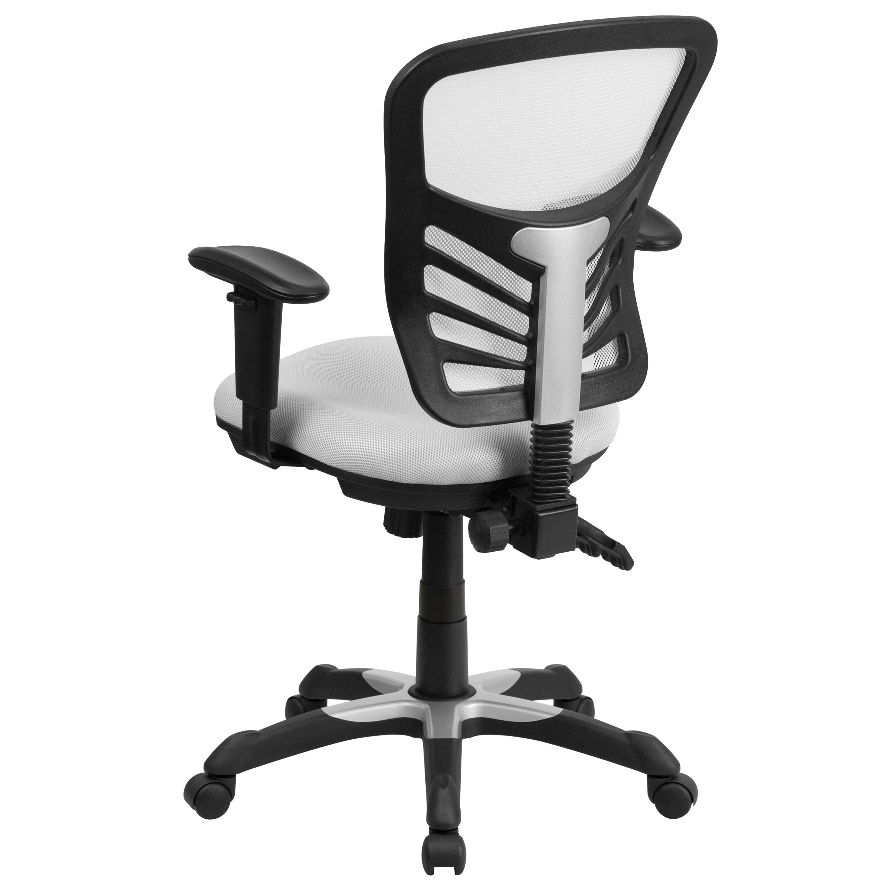 Nicholas Mid-Back White Mesh Multifunction Executive Swivel Ergonomic Office Chair with Adjustable Arms