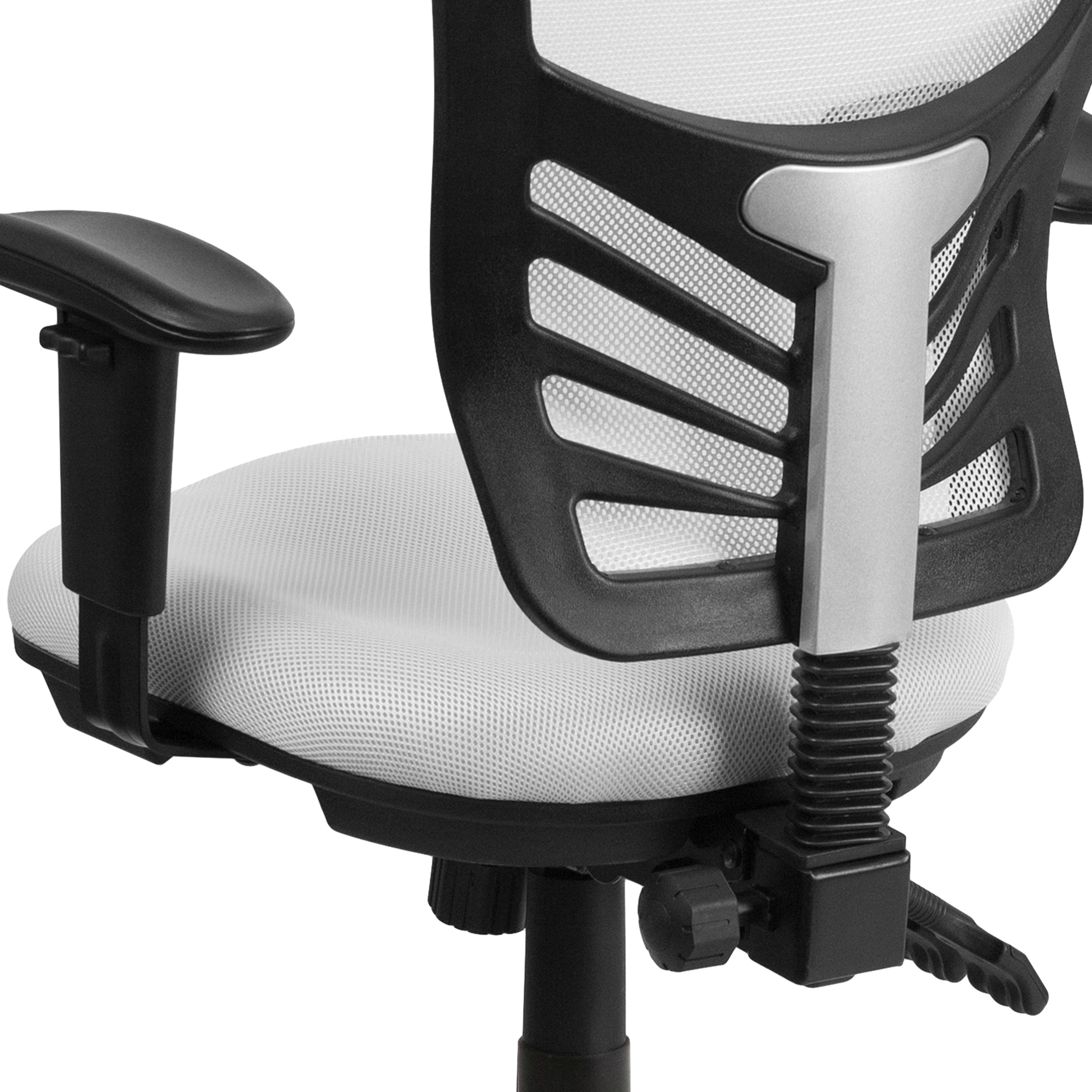 Nicholas Mid-Back White Mesh Multifunction Executive Swivel Ergonomic Office Chair with Adjustable Arms