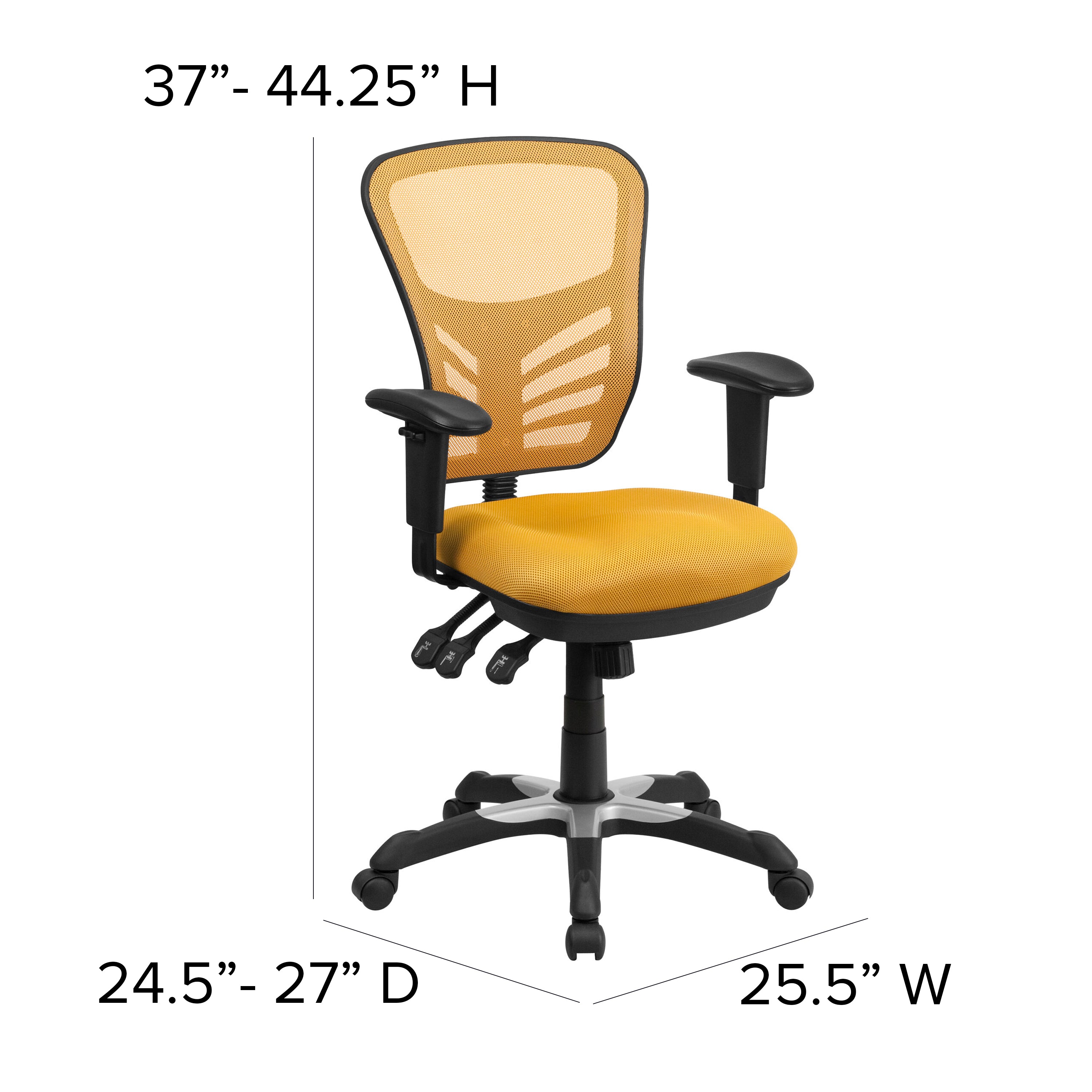 Nicholas Mid-Back Yellow-Orange Mesh Multifunction Executive Swivel Ergonomic Office Chair with Adjustable Arms