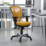 Nicholas Mid-Back Yellow-Orange Mesh Multifunction Executive Swivel Ergonomic Office Chair with Adjustable Arms