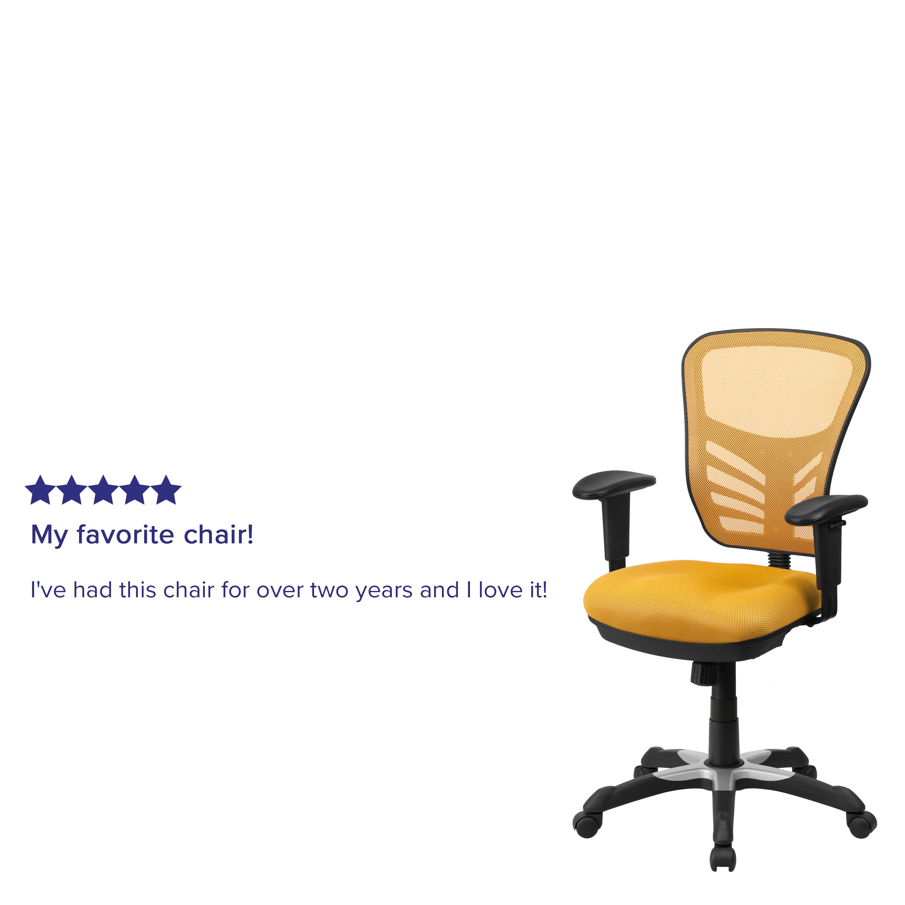 Nicholas Mid-Back Yellow-Orange Mesh Multifunction Executive Swivel Ergonomic Office Chair with Adjustable Arms