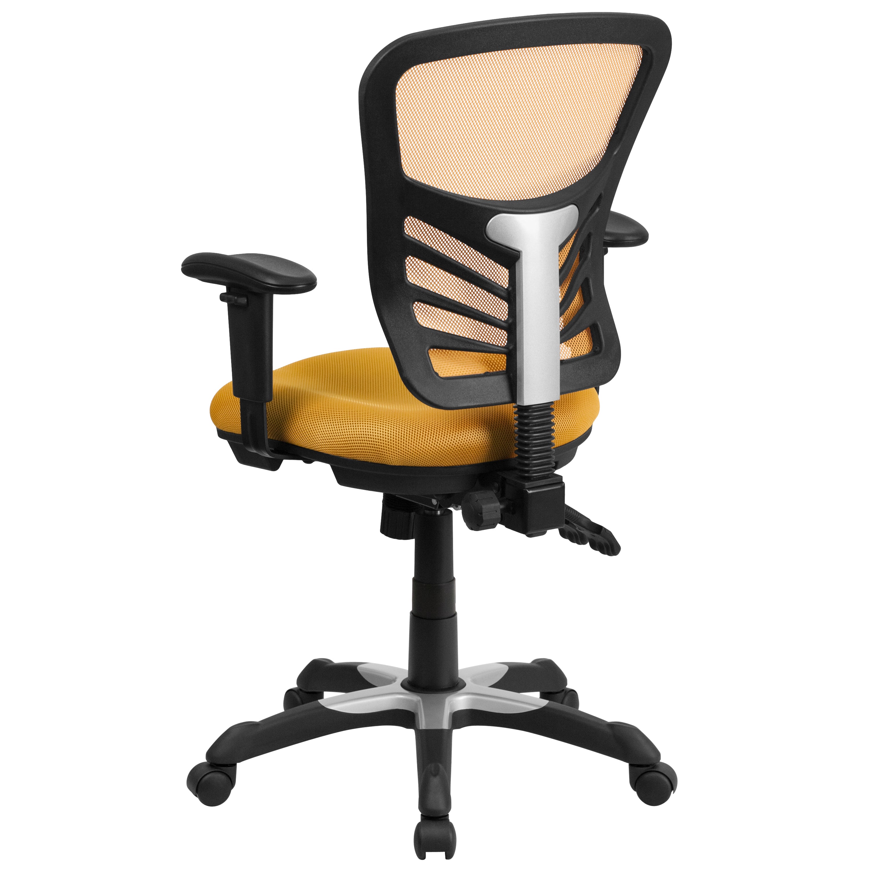 Nicholas Mid-Back Yellow-Orange Mesh Multifunction Executive Swivel Ergonomic Office Chair with Adjustable Arms