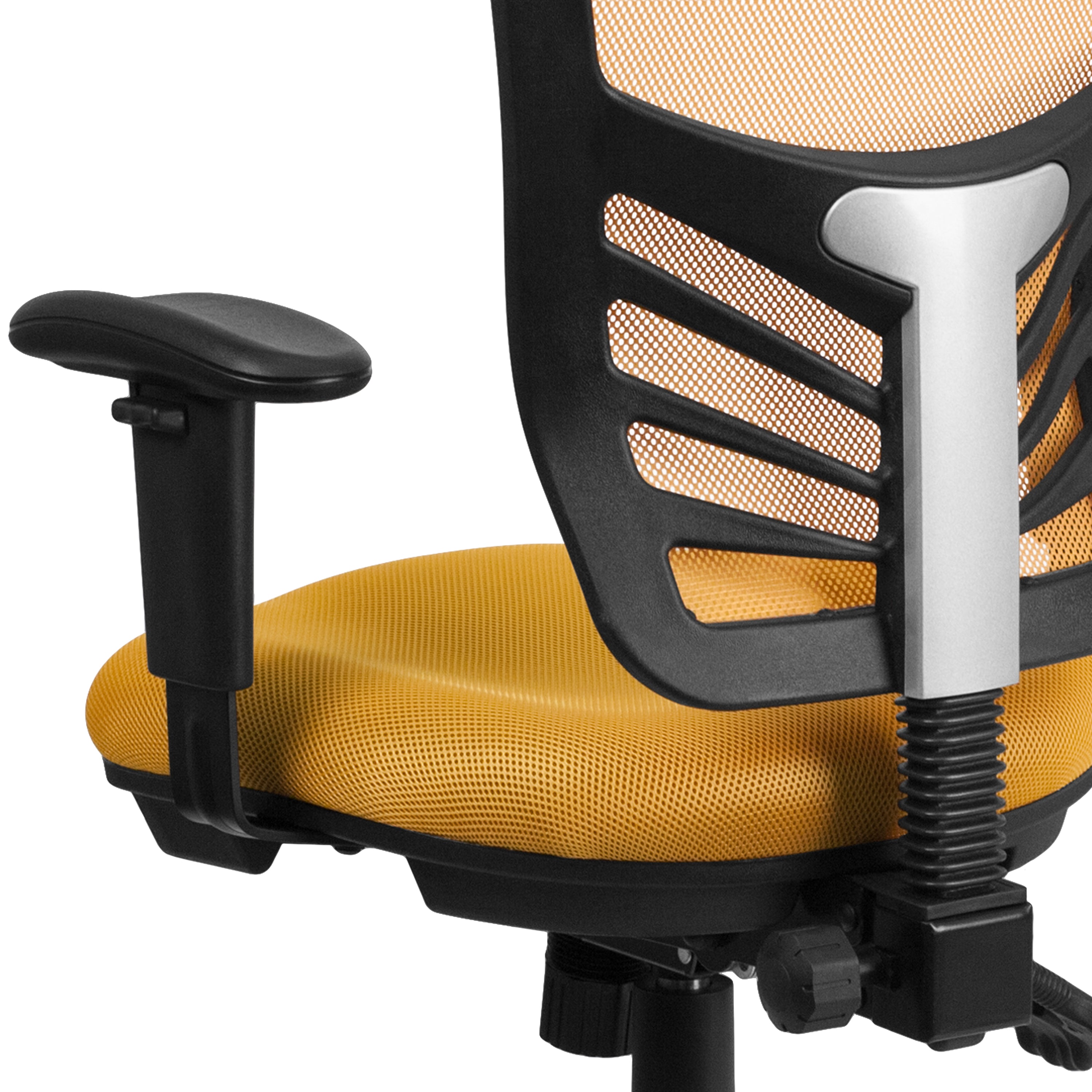 Nicholas Mid-Back Yellow-Orange Mesh Multifunction Executive Swivel Ergonomic Office Chair with Adjustable Arms