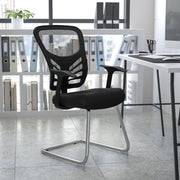 Steve Black Mesh Side Reception Chair with Chrome Sled Base