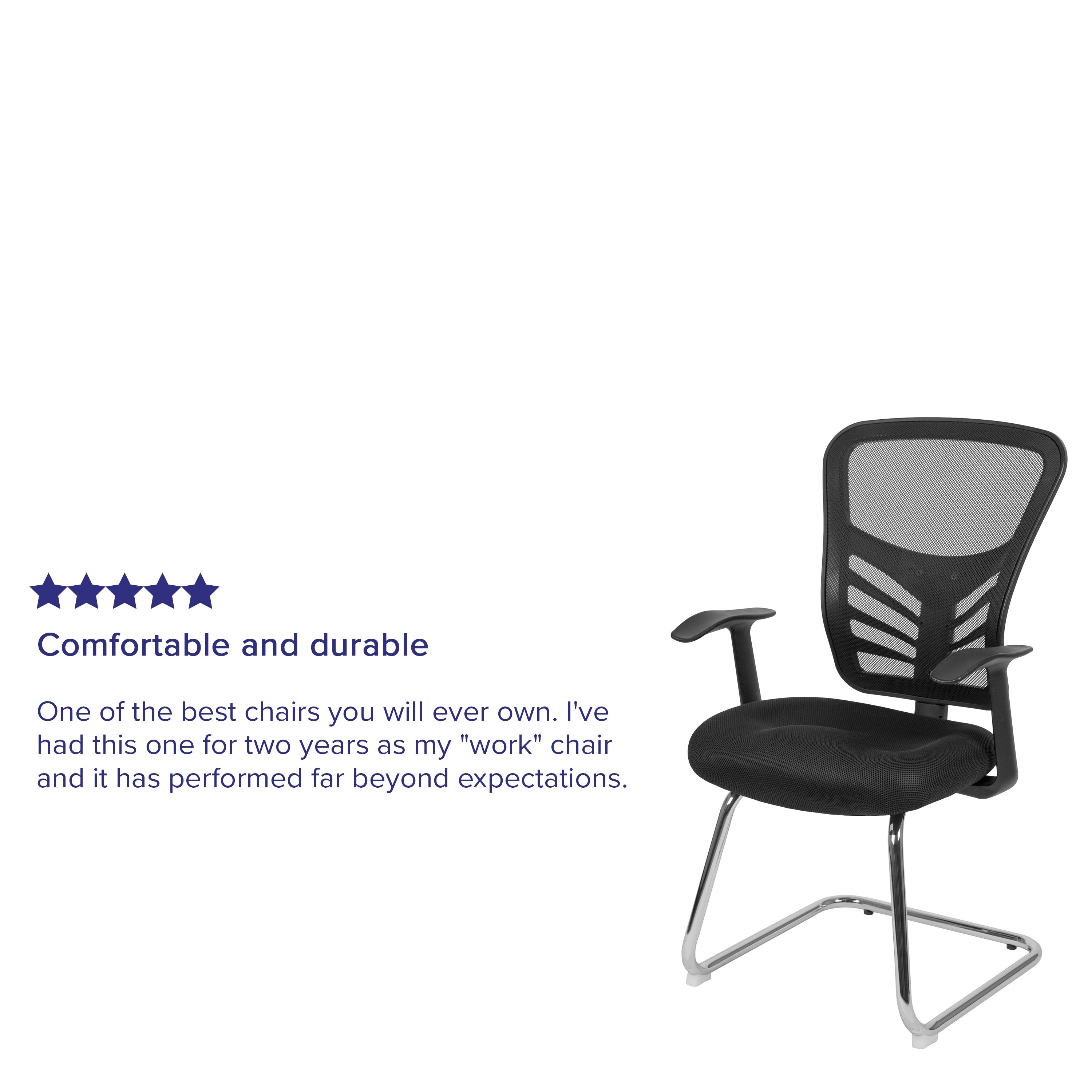 Steve Black Mesh Side Reception Chair with Chrome Sled Base