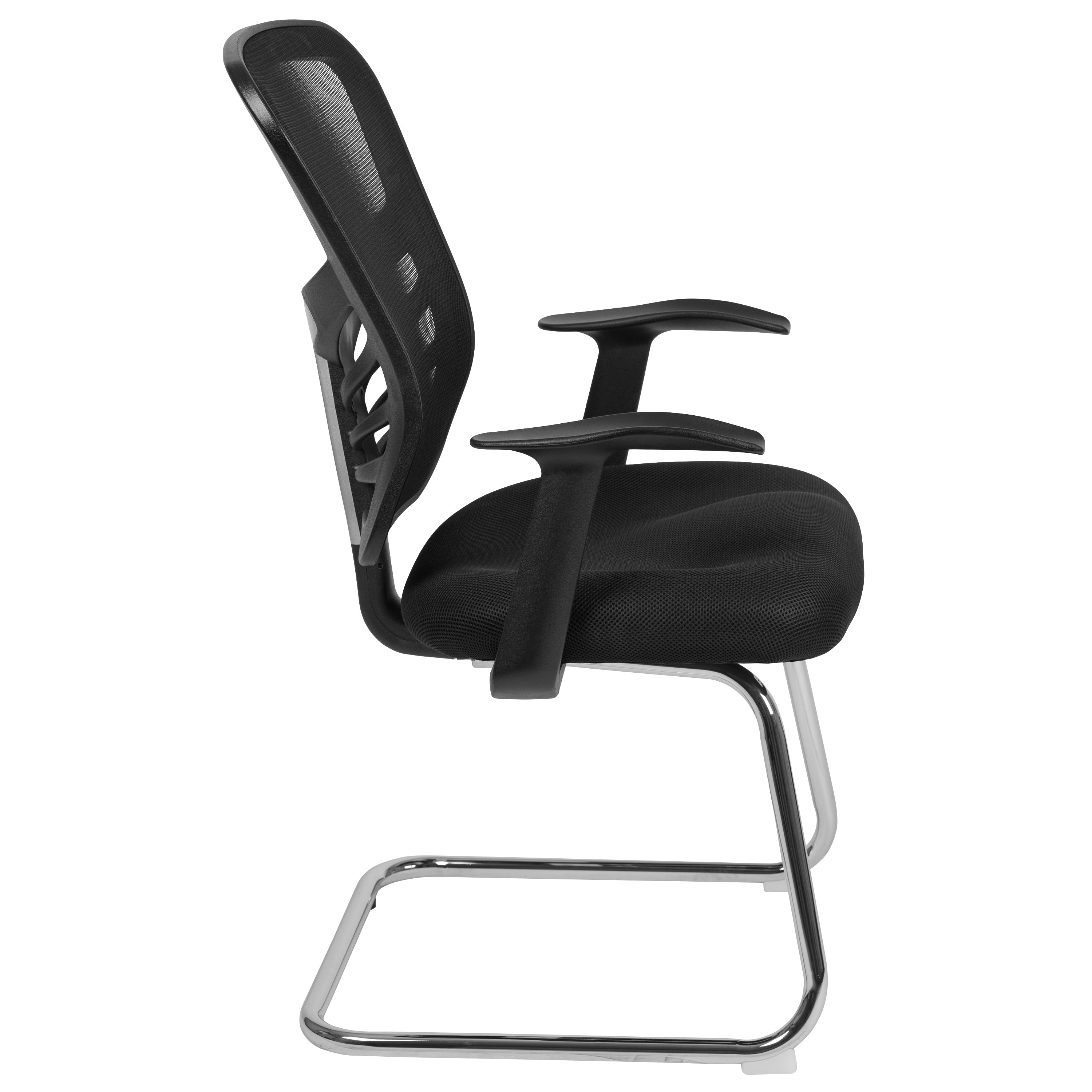 Steve Black Mesh Side Reception Chair with Chrome Sled Base