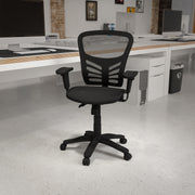 Nicholas Mid-Back Transparent Black Mesh Multifunction Executive Swivel Ergonomic Office Chair with Adjustable Arms