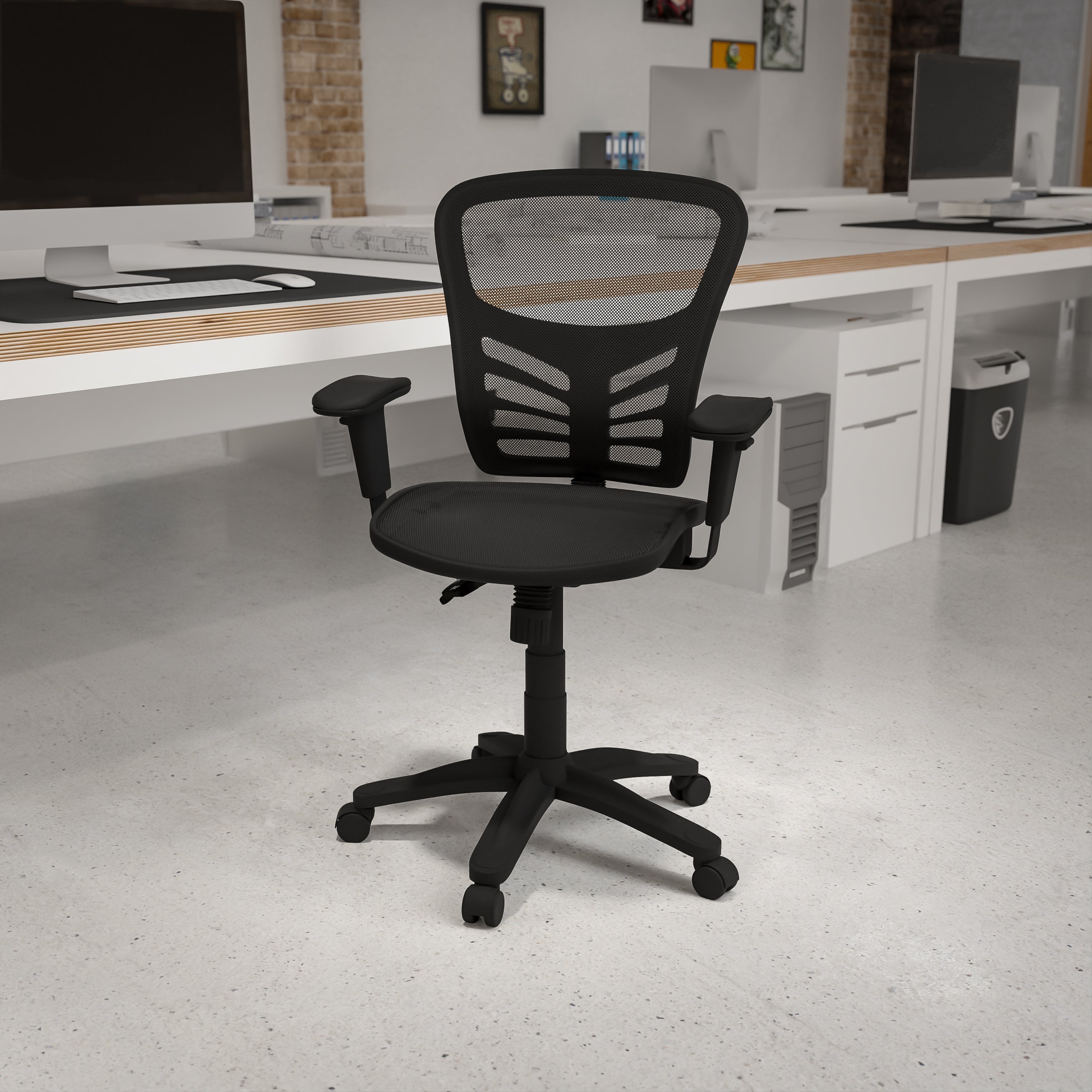 Nicholas Mid-Back Transparent Black Mesh Multifunction Executive Swivel Ergonomic Office Chair with Adjustable Arms