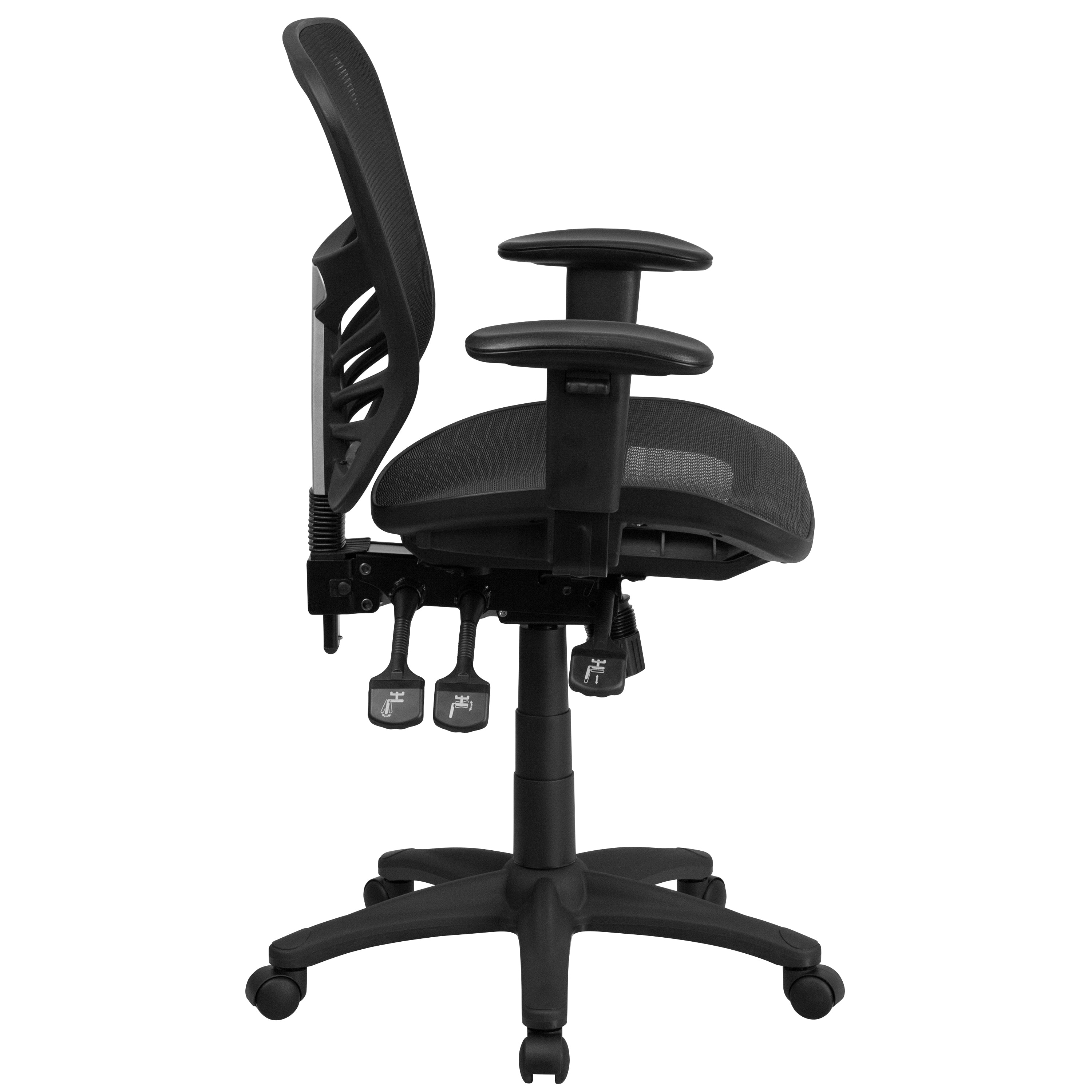 Nicholas Mid-Back Transparent Black Mesh Multifunction Executive Swivel Ergonomic Office Chair with Adjustable Arms