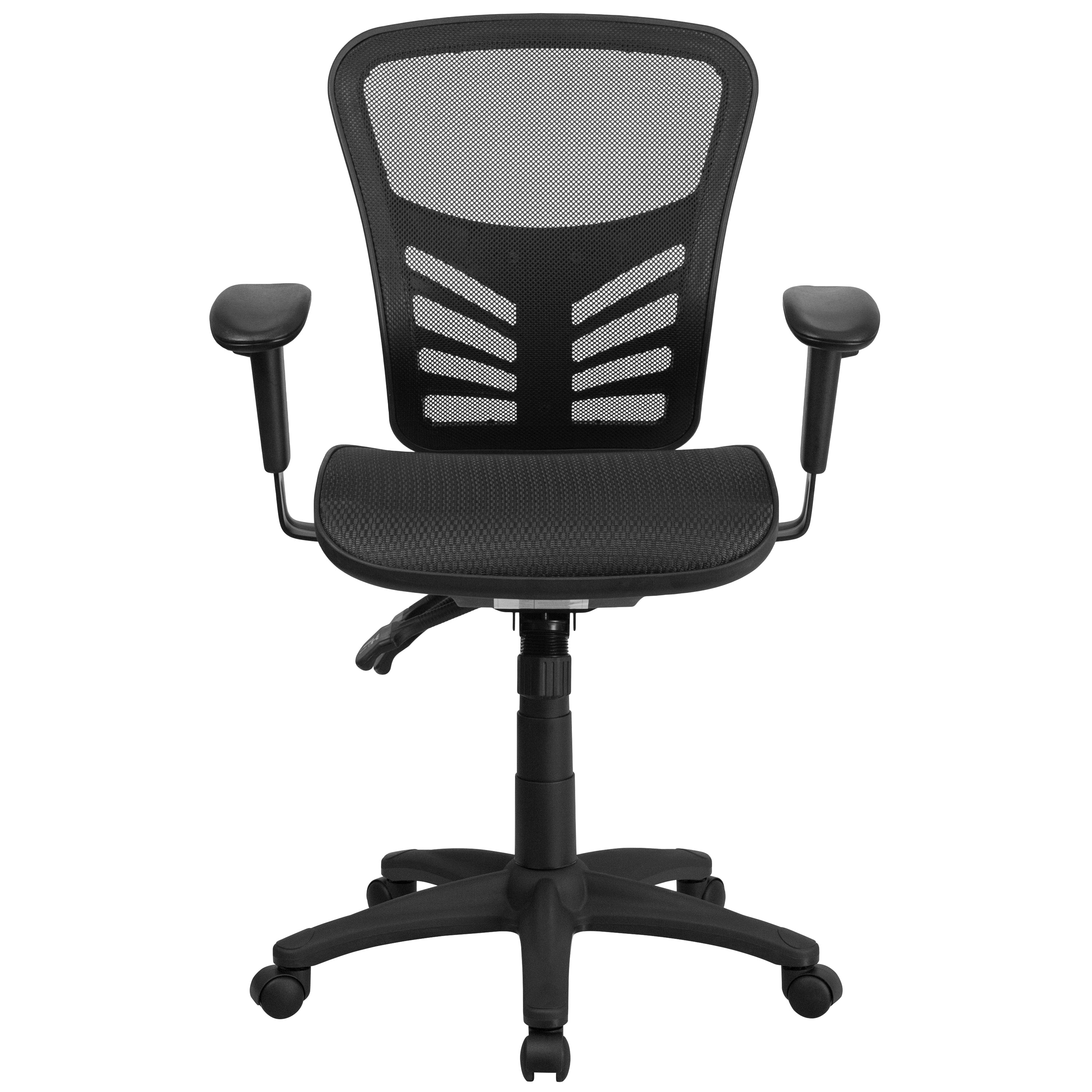 Nicholas Mid-Back Transparent Black Mesh Multifunction Executive Swivel Ergonomic Office Chair with Adjustable Arms