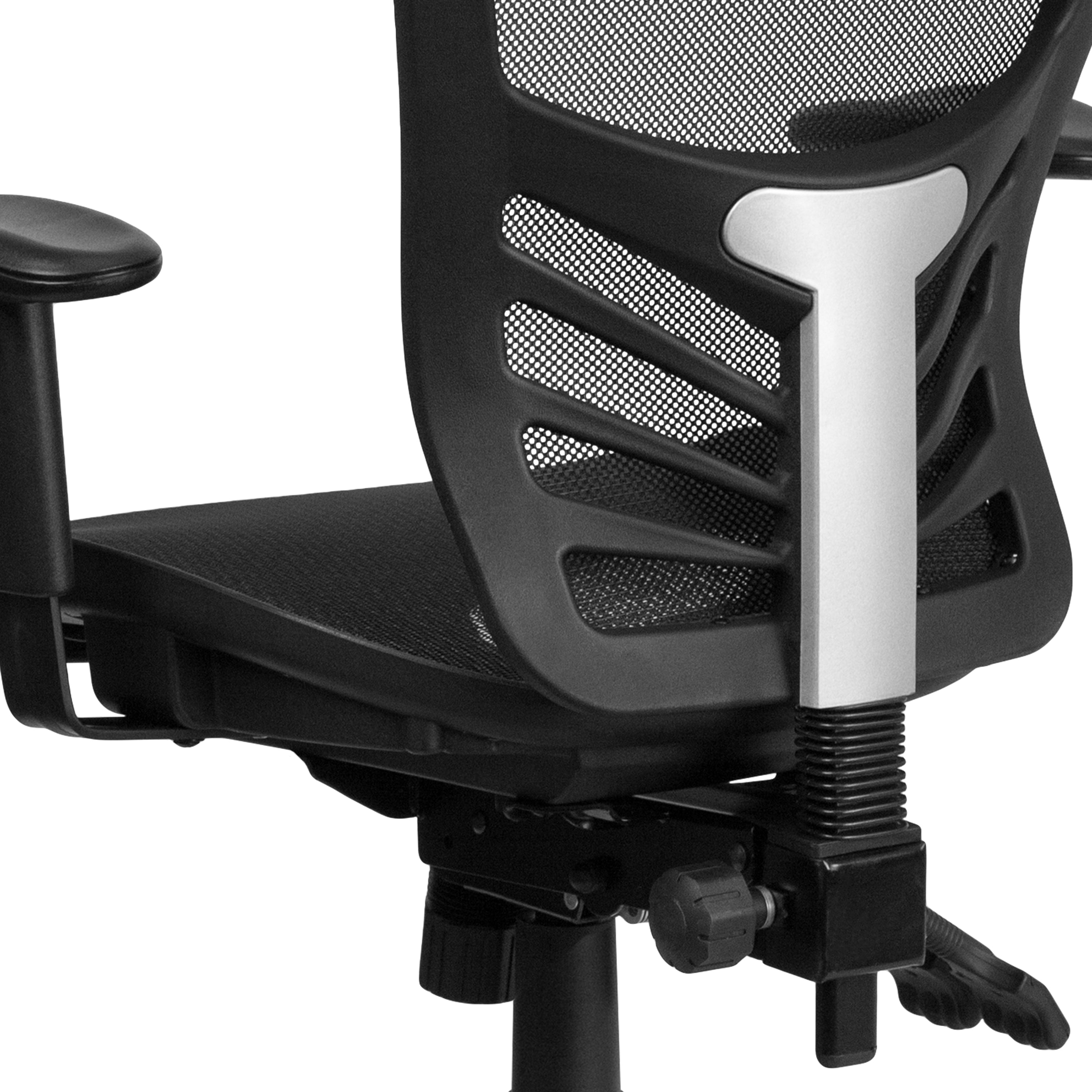 Nicholas Mid-Back Transparent Black Mesh Multifunction Executive Swivel Ergonomic Office Chair with Adjustable Arms