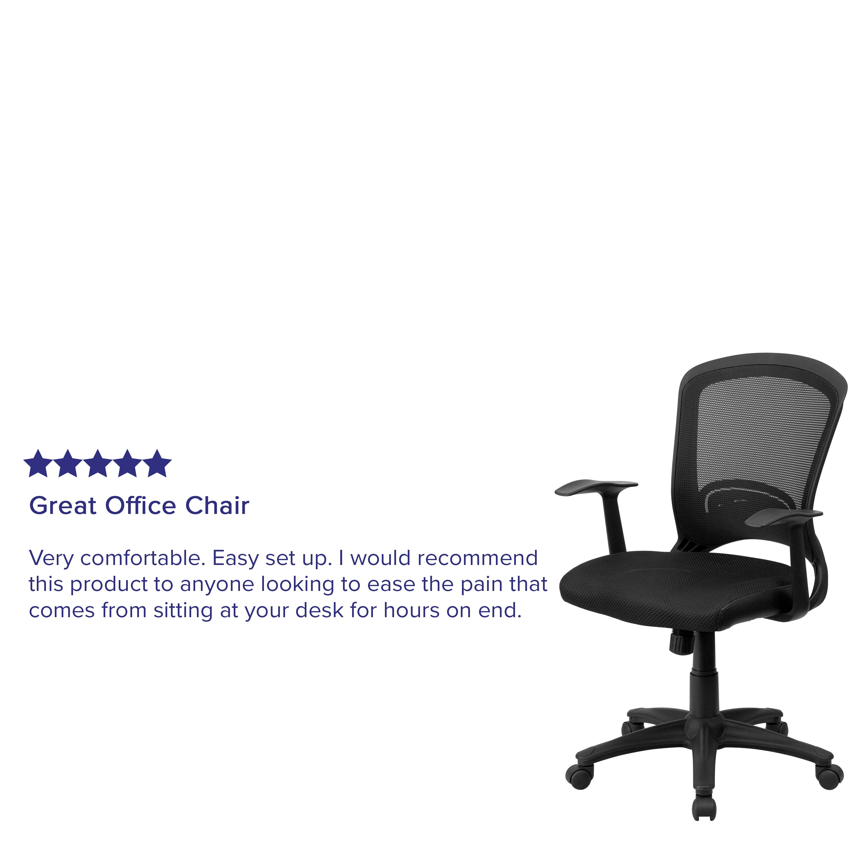 Manny Mid-Back Designer Black Mesh Swivel Task Office Chair with Arms