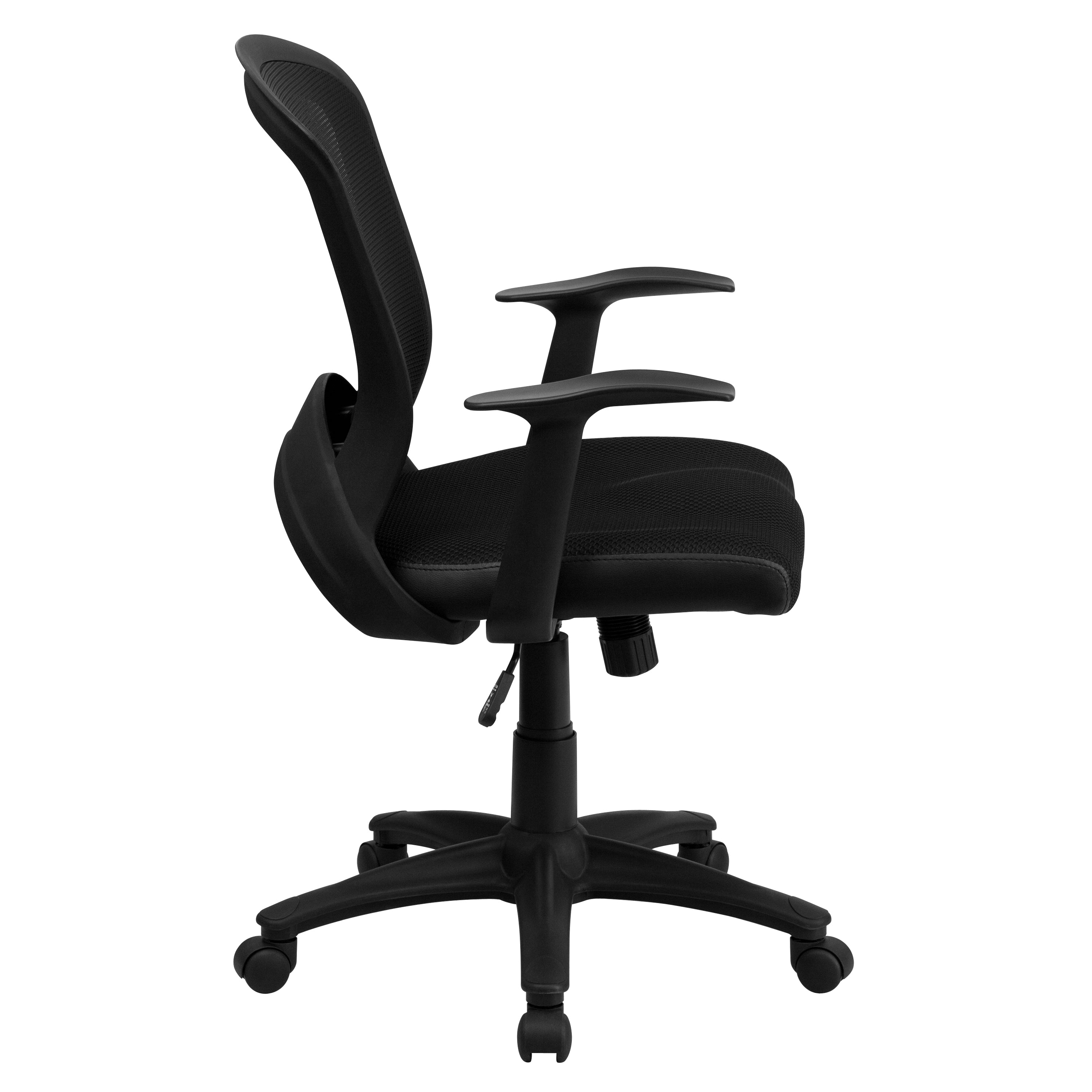 Manny Mid-Back Designer Black Mesh Swivel Task Office Chair with Arms