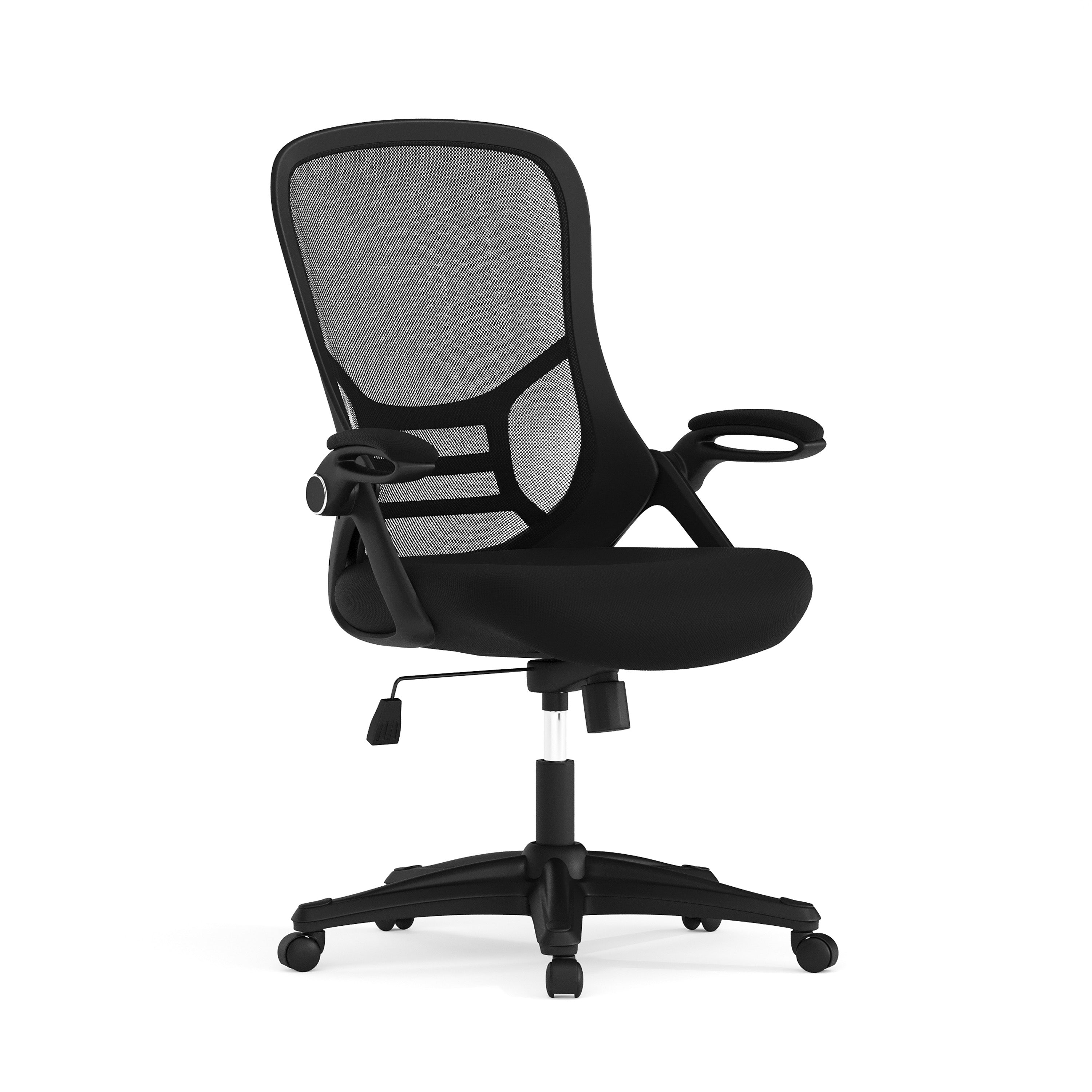 Porter High Back Black Mesh Ergonomic Swivel Office Chair with Black Frame and Flip-up Arms