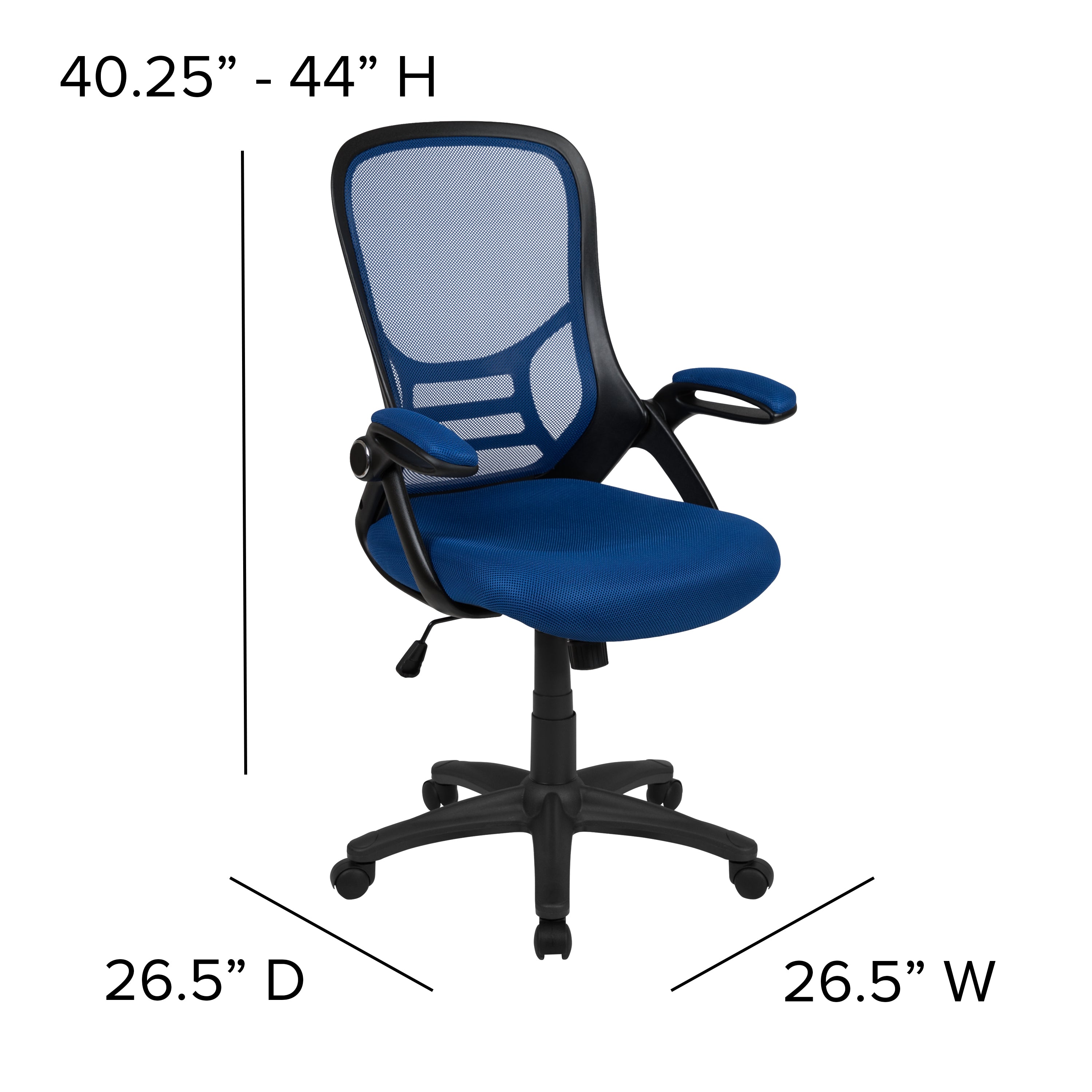 Porter High Back Blue Mesh Ergonomic Swivel Office Chair with Black Frame and Flip-up Arms